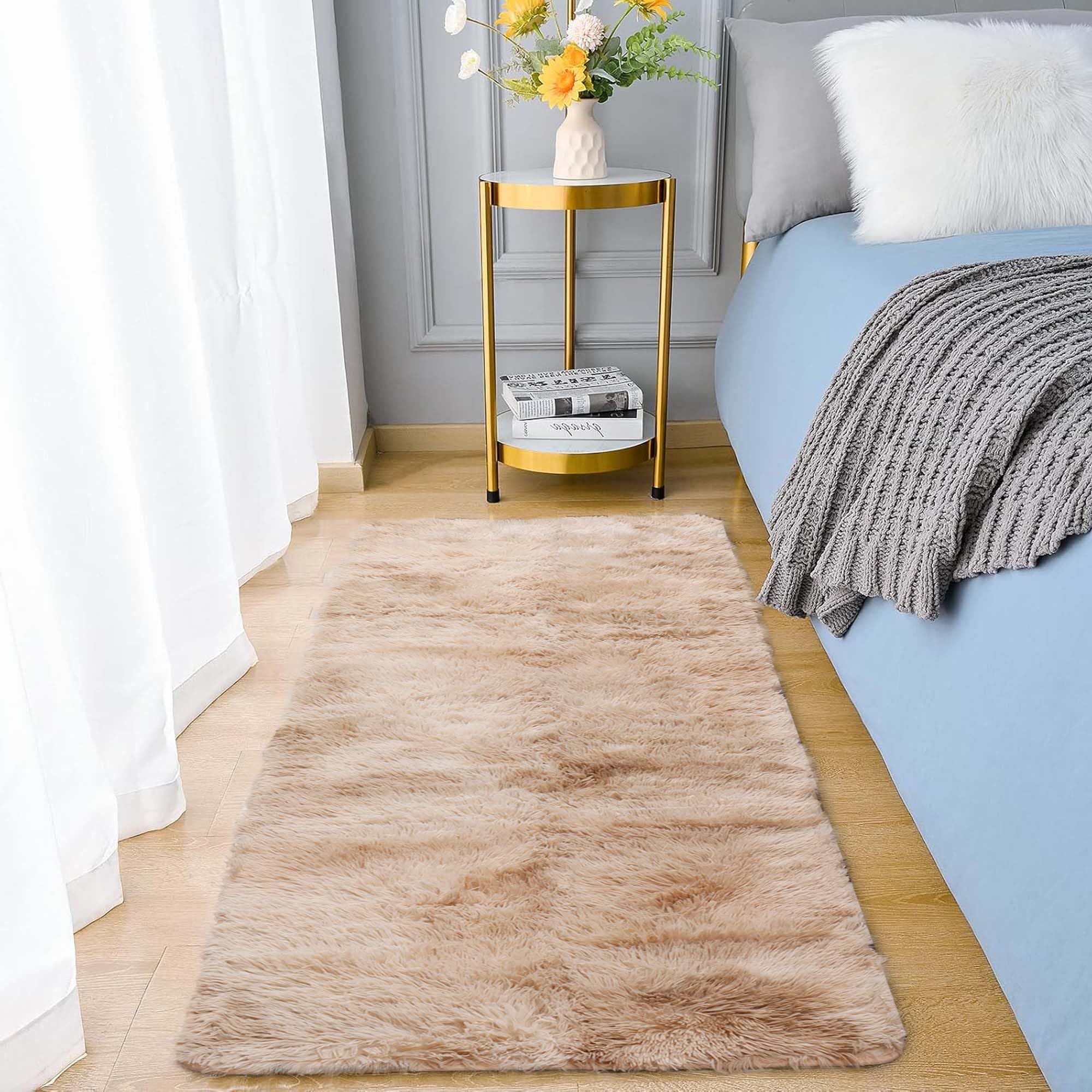 Oxford Homeware Rugs Living Room 60x110 cm, Tie-Dye Beige Area Rugs for Bedroom Anti Slip