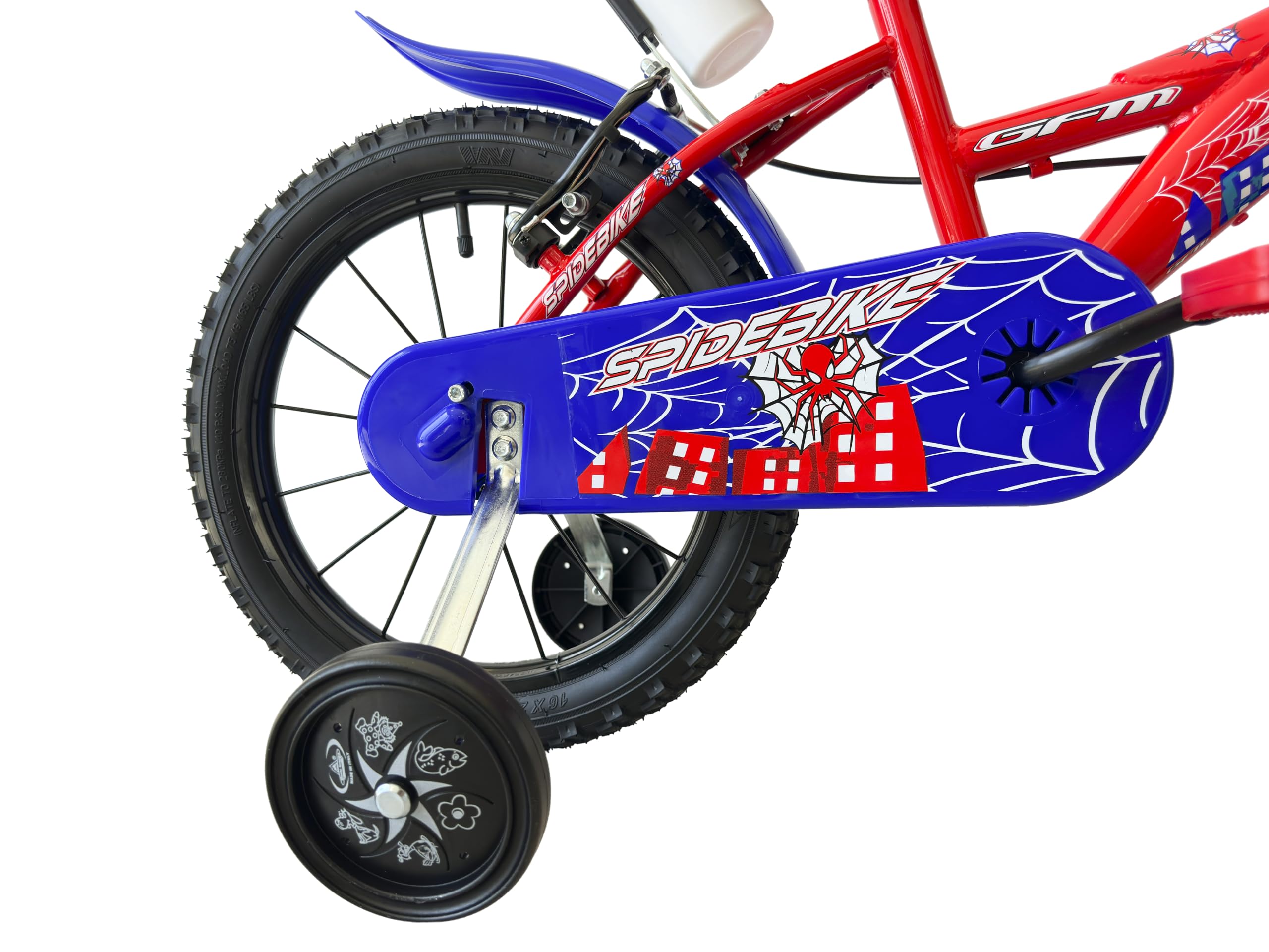 Bicicleta infantil de 16 pulgadas con estabilizadores, de 4 a 6 años, 105-120 cm, color rojo