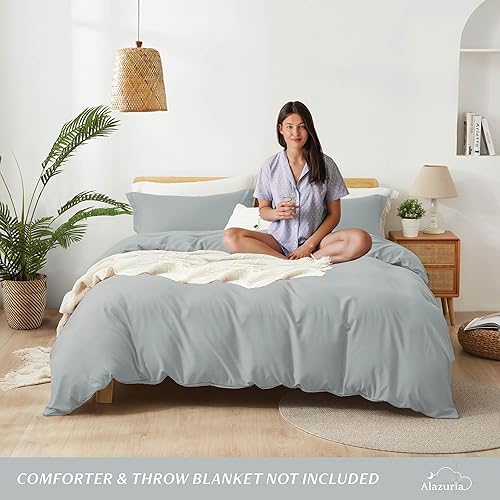 Miniatura 8 de ALAZURIA Juego de funda de edredón de 2 piezas de microfibra lavada, ultra suave, transpirable con cierre de cremallera (1 funda de edredón + 1