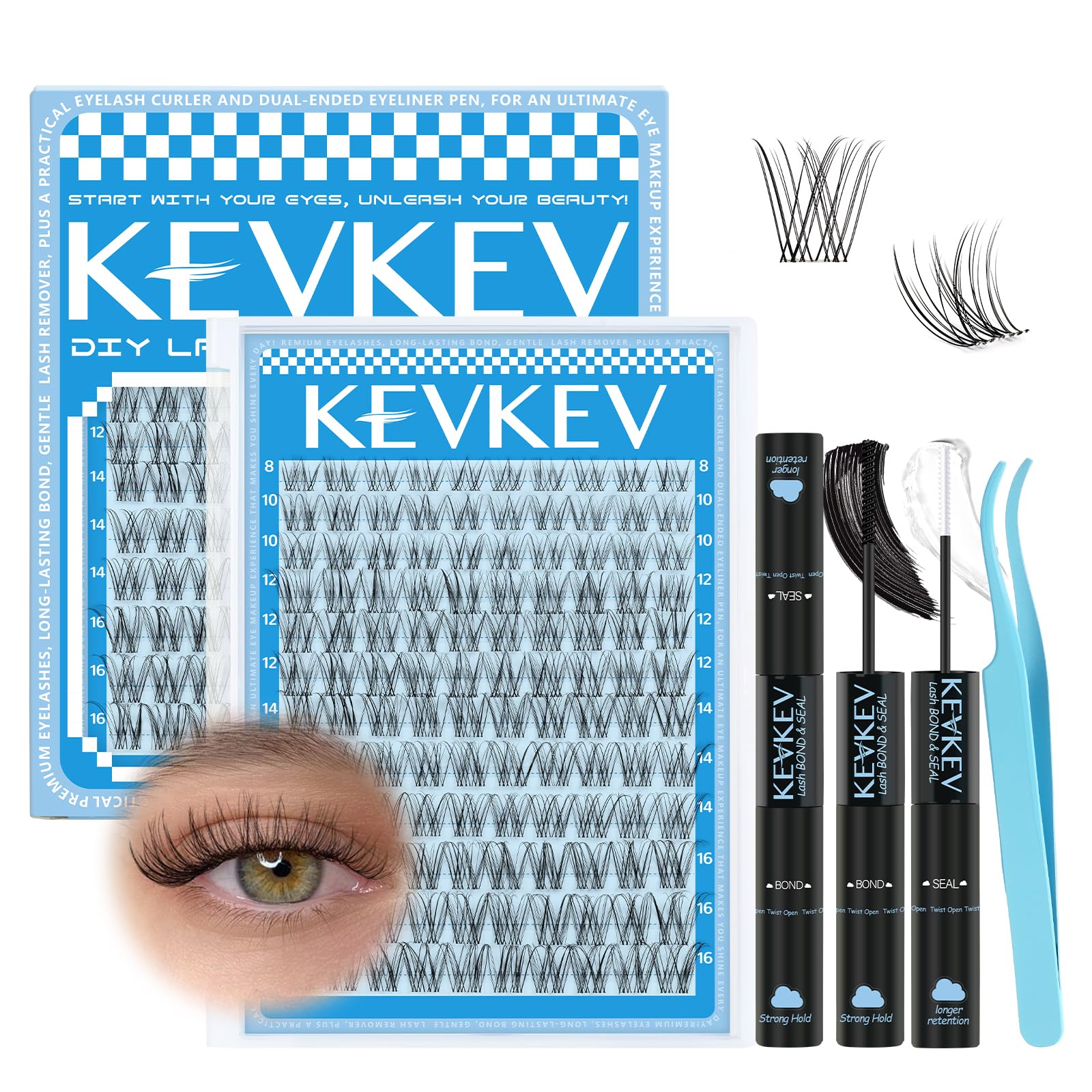 Wispy Lash Clusters Kit Venus Invisible Thin Band Natural Eyelash Clusters 8-16mm Lash Extension Kit Mix Length Clear