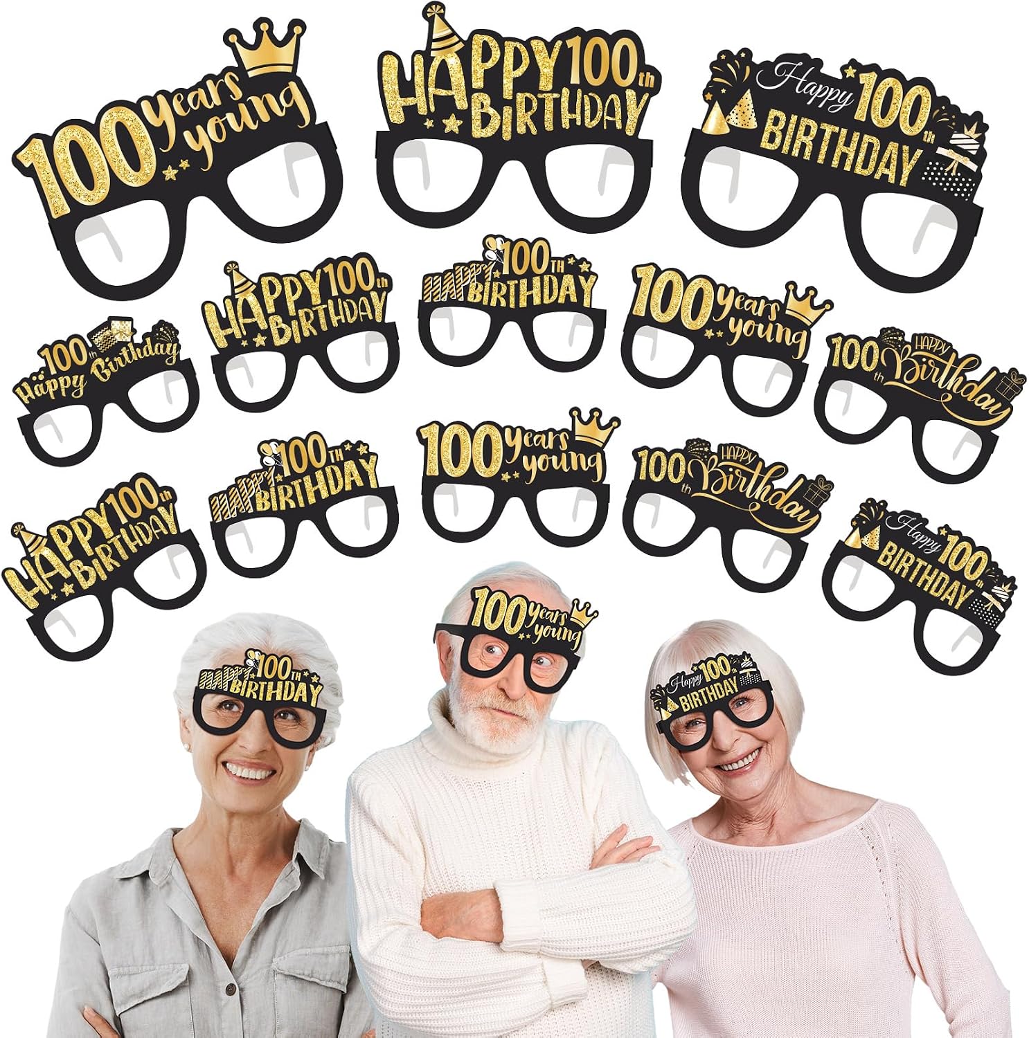 Sumind 24 Pcs Birthday Glasses Paper Eyeglasses Decorations