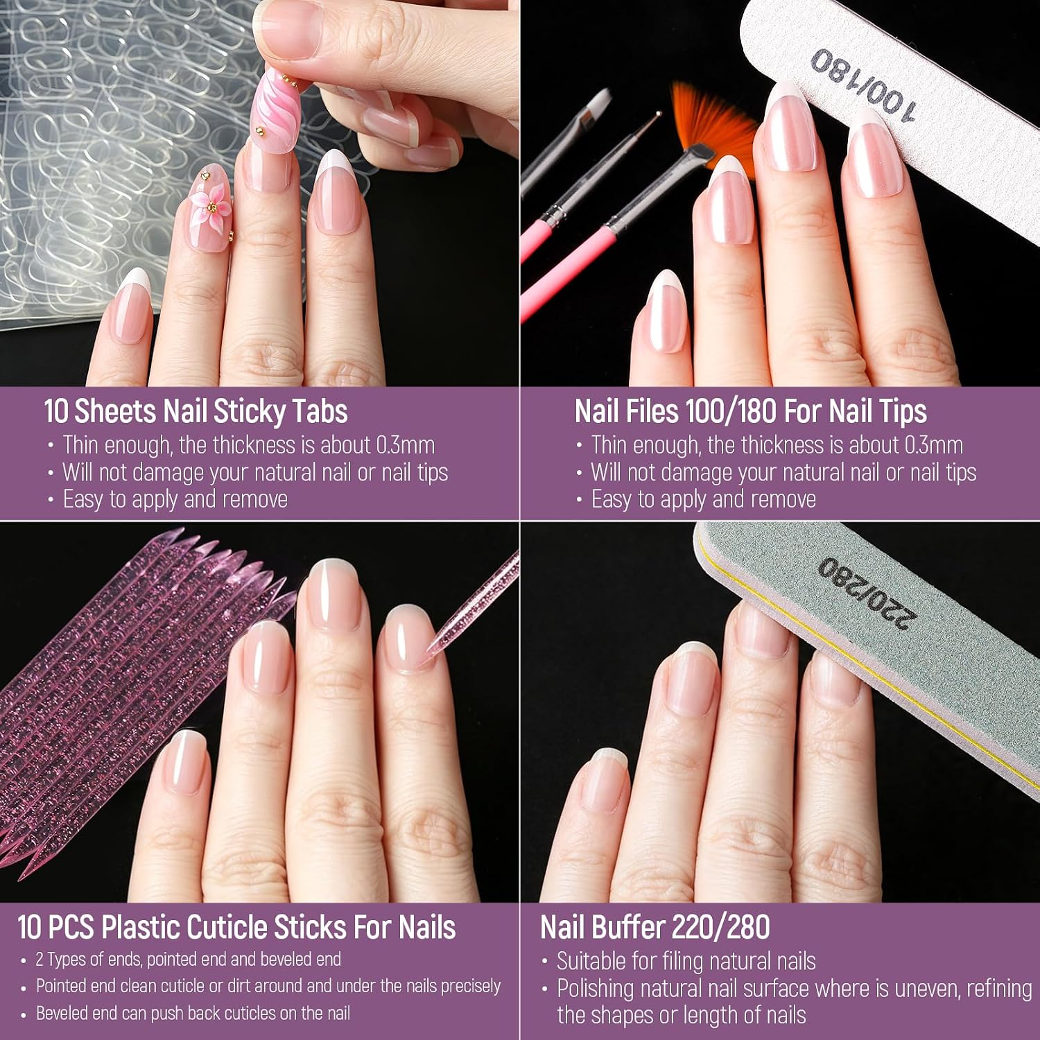 FANDAMEI Medium Almond Nail Tips, French Tip Nails, Nail Tips Almond Shape