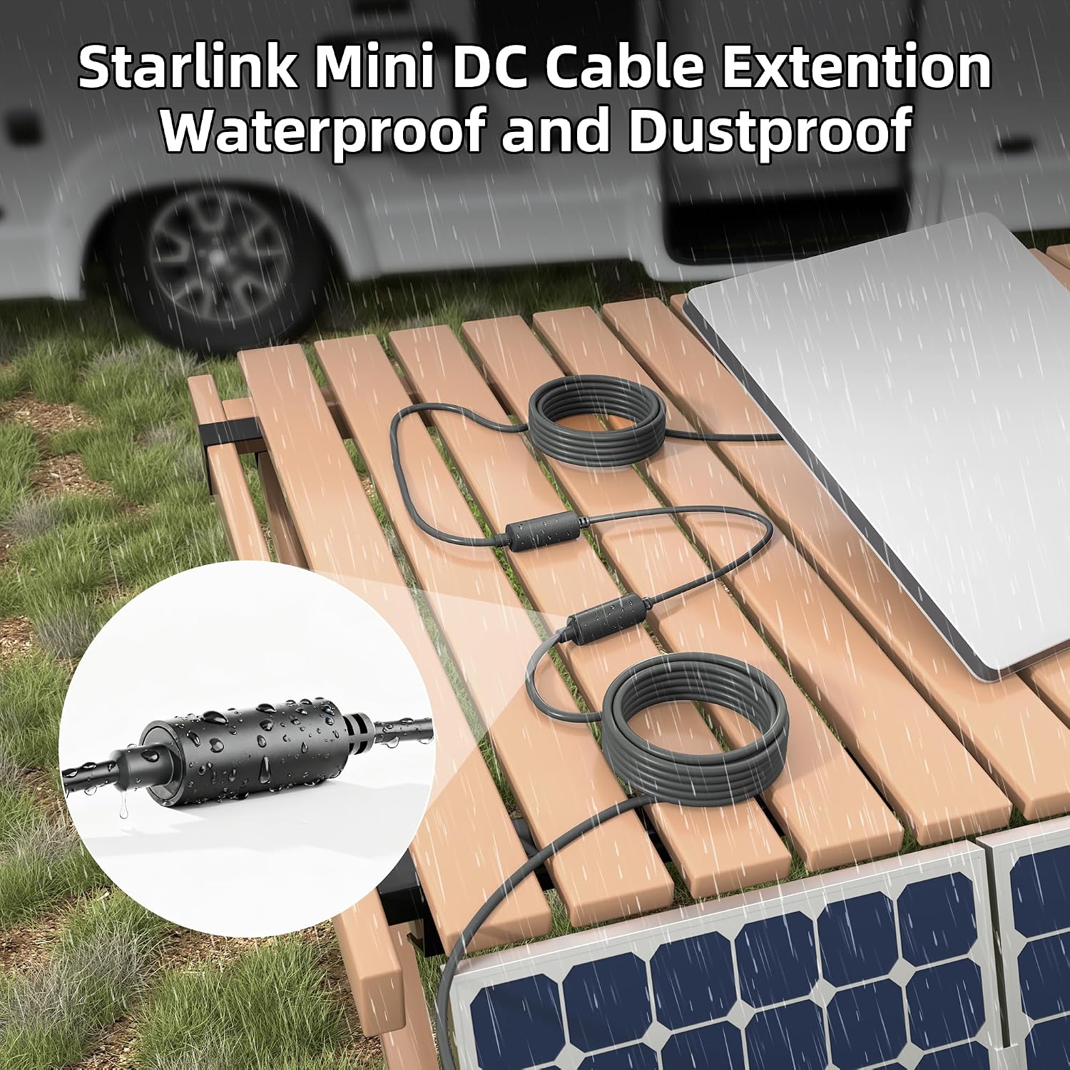 Starlink Mini/Gen 3 DC Cable Coupler, Starlink Mini Power Cable Extension DC Female to Female Adapter Power Cable Connector 0.3M Waterproof