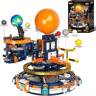 JAKI Solar System Building Set - Electric Solar System Model with Dynamic Lighting and Real Rotating Effects, STEM Educational Space Toy for Teens and Adults, Home Office Decoration.