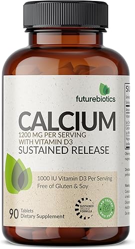 Miniatura 5 de Futurebiotics Calcio 1200 MG por porción Liberación Prolongada con Vitamina D3 1000 UI por porción Sin GMO, 90 Tabletas Vegetarianas