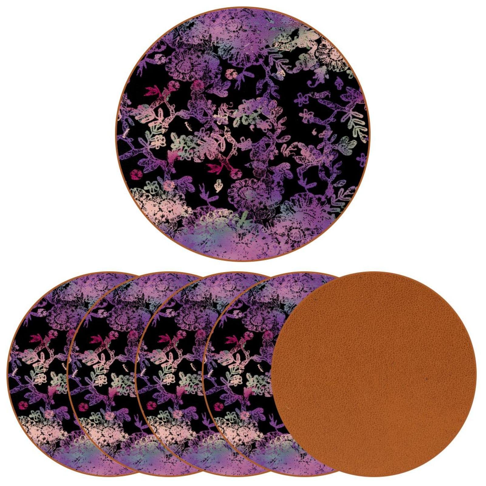 Lot de 6 sous-verres violets pour boissons, verres à vin, tasses et tasses, réutilisables au bureau, cuisine, bar, 10,9 cm