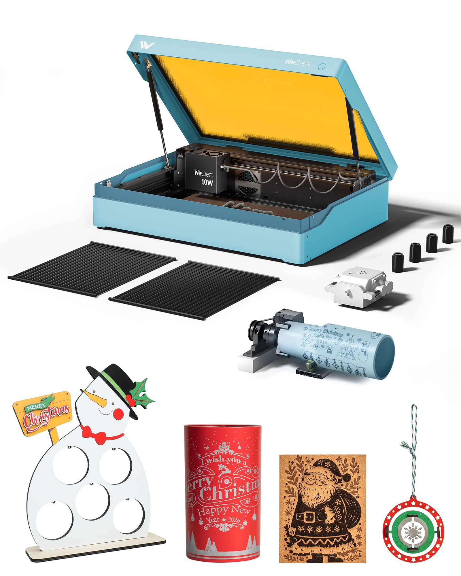 WECREAT Vista 10W Laser Engraving Machine with 9-in 1 Rotary, Smart HD Camera, Compact Diode Desktop Laser Engraver for Beginners DIY Hobbyist Wood Leather Glass Metal Jewelry Gifts Making