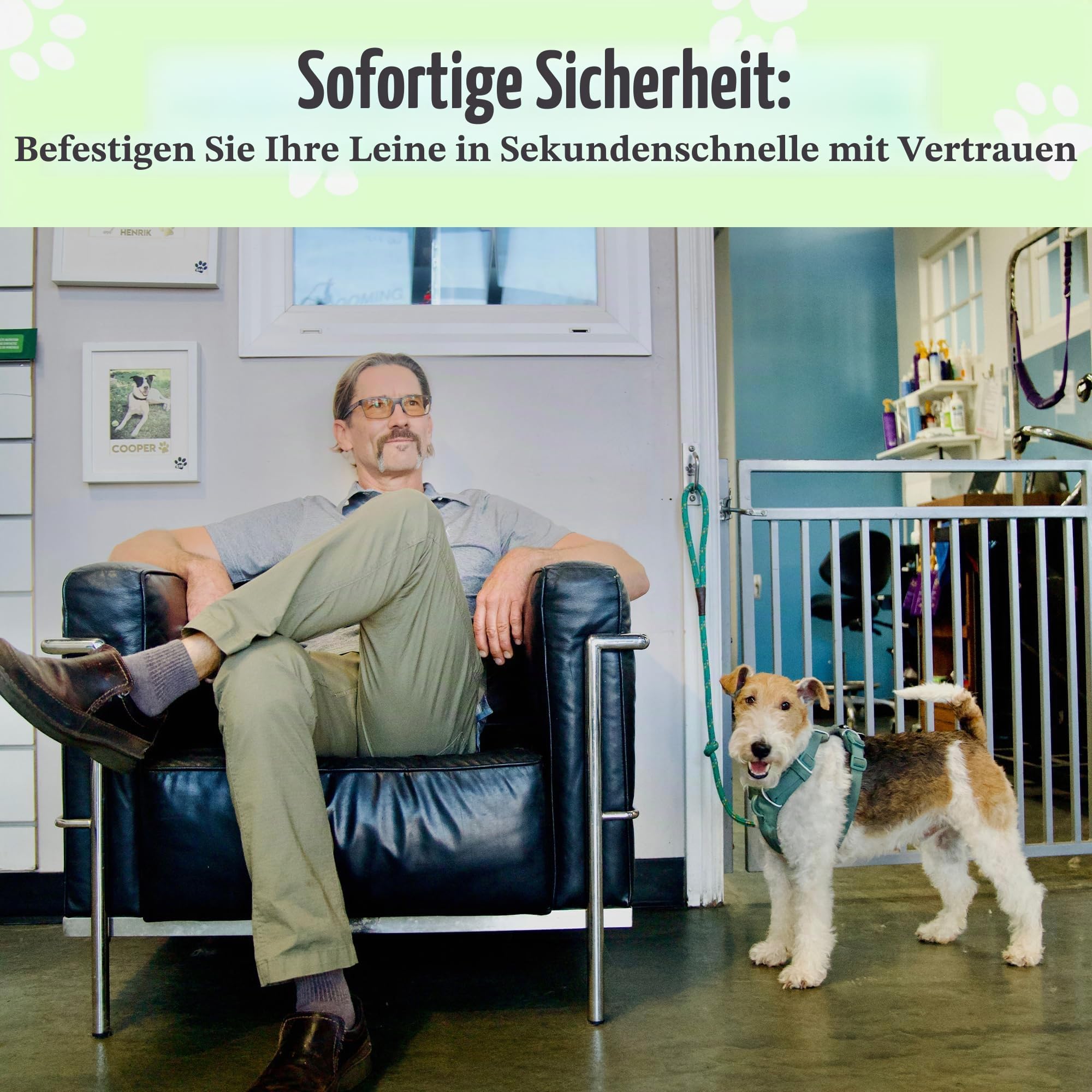 Hundeanhänger, sichere Hundeleine, Parkmontage, für den Innen- und Außenbereich, Wandhaken, aus Edelstahl, praktisches Leinenmanagement für Zuhause und Geschäft, schmal, kompakt