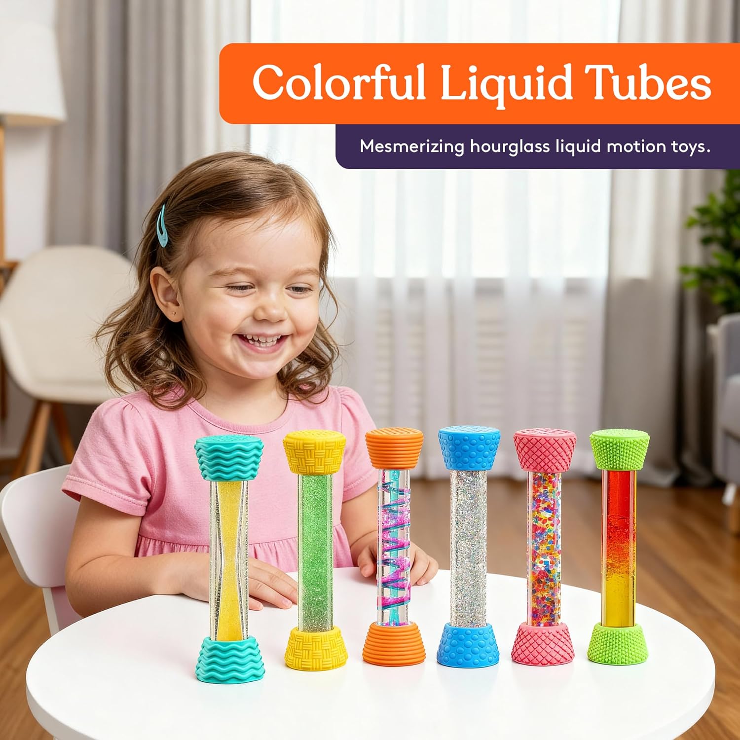 Special Supplies Liquid Motion Bubbler Toy Cool Tubes Colorful Hourglass Timer with Droplet Movement, Bedroom, Sensory Play for Home or School (Style 1) - Image 2