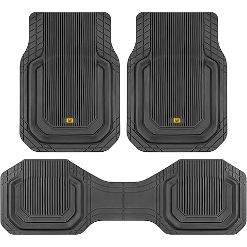 Cat® ToughLiner™ Car Floor Mats - Heavy Duty Trim to Fit Mat for Trucks - Car Mats & SUV Floor Liners for Car - All-Weather Truck Accessories & Odorless Rubber Automotive Mats - Black