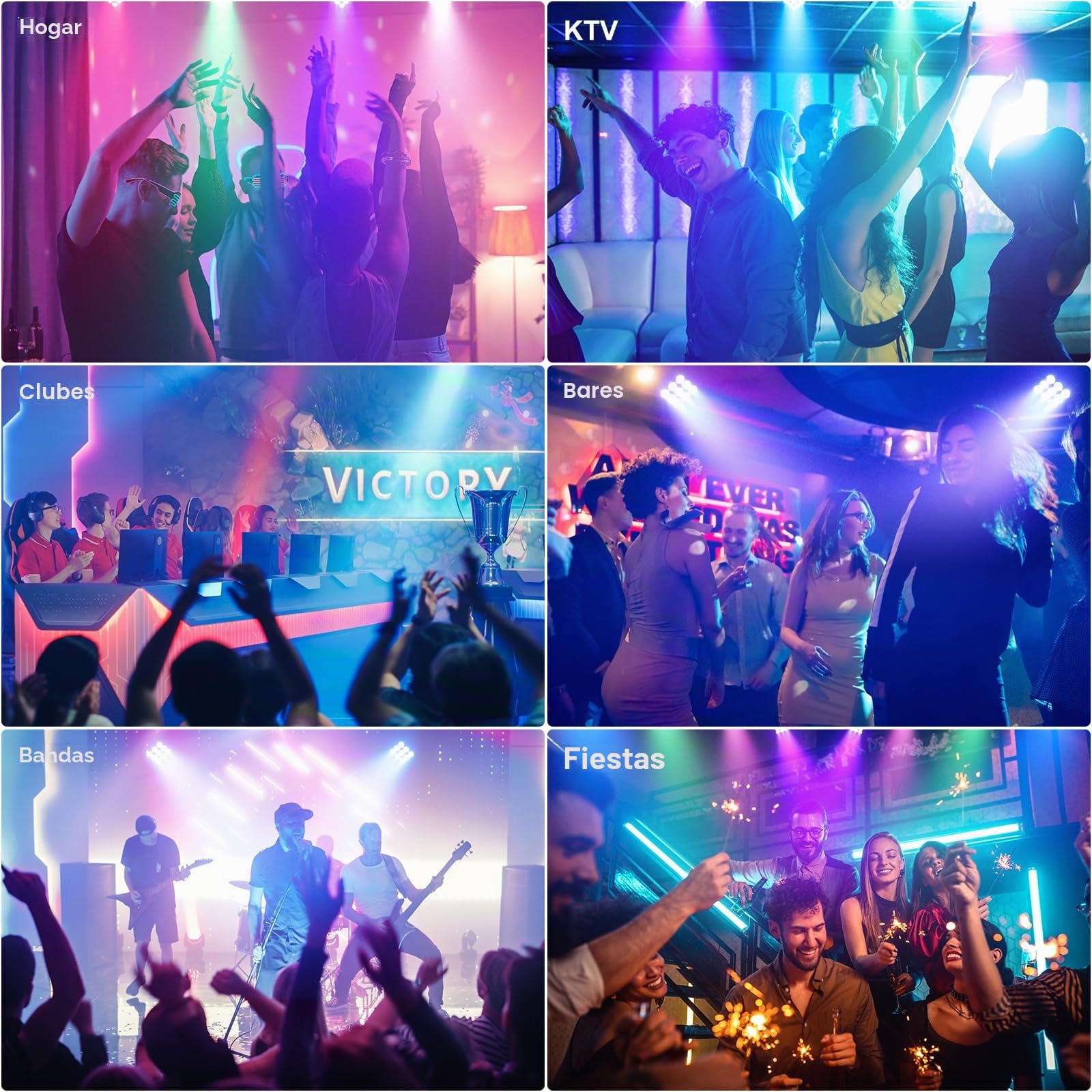 RGBW Foco Par LED con Par Bolsa, 9 LED Luz de Escenario DMX 5/8CH con Control Remoto y 4 Modos de Control, Luces Discoteca para DJ, Fiesta, Bar, Boda, Halloween, Navidad