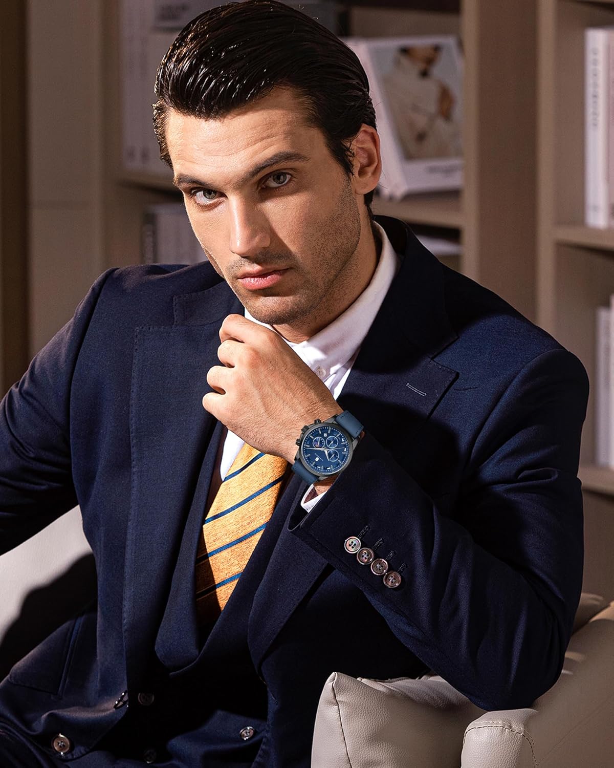 BY BENYAR Mens Watches Analog Quartz Chronograph Waterproof Wrist Watches for Men Fashion Business Work Casual Sport Designer Dress Watch with Calendar Elegant Gifts for Men - Image 2