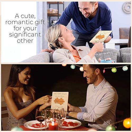 Miniatura 6 de STOFINITY Tarjeta de Aniversario de 1 Año para Novio Novia - Tarjetas de Feliz Primer Aniversario para Hombres, 1 Tarjeta de Citas de Papel para Él,