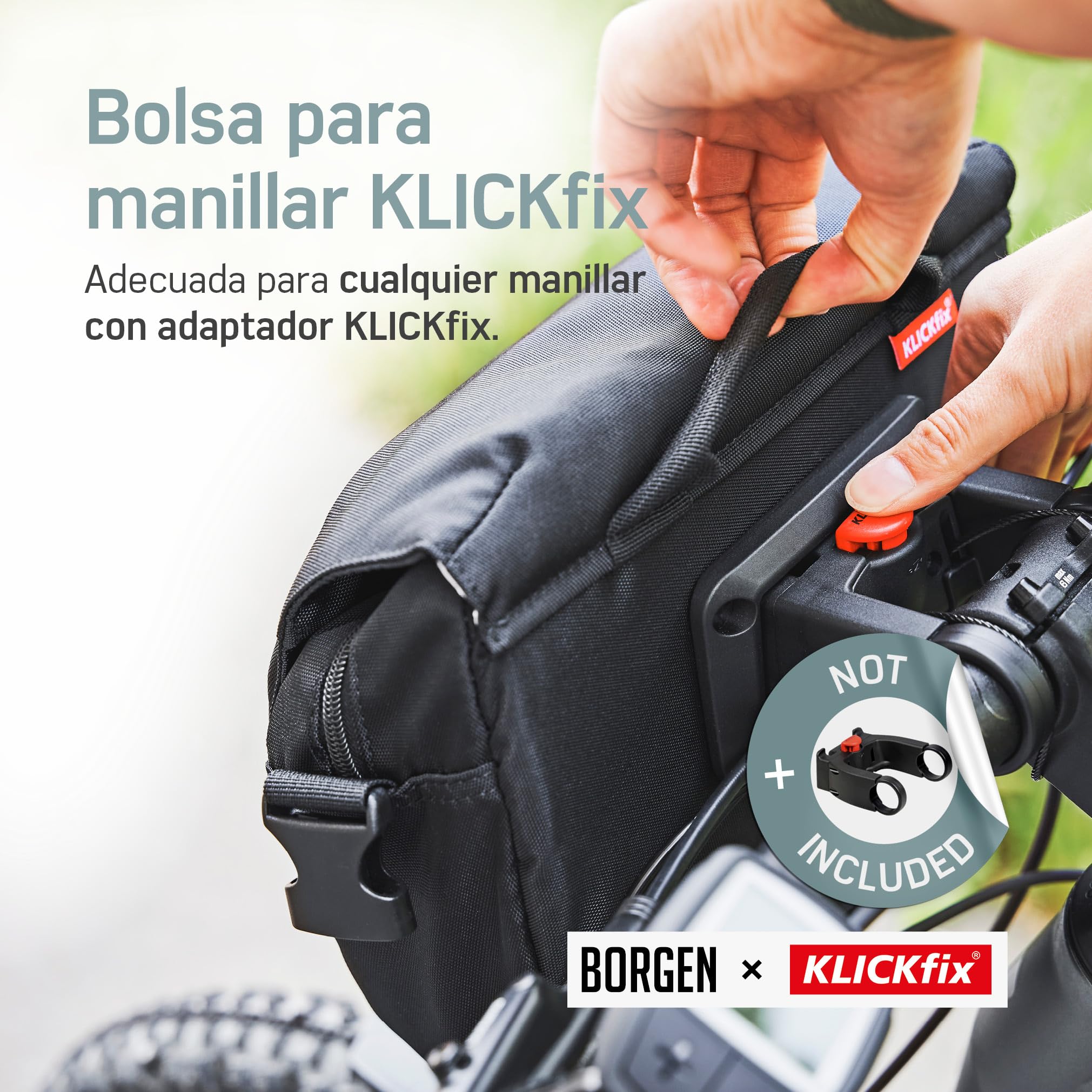 Borgen KLICKfix Bolsa Manillar Bicicleta – Bolsa Manillar Bici Repelente al Agua y espaciosa 5 L – Bici