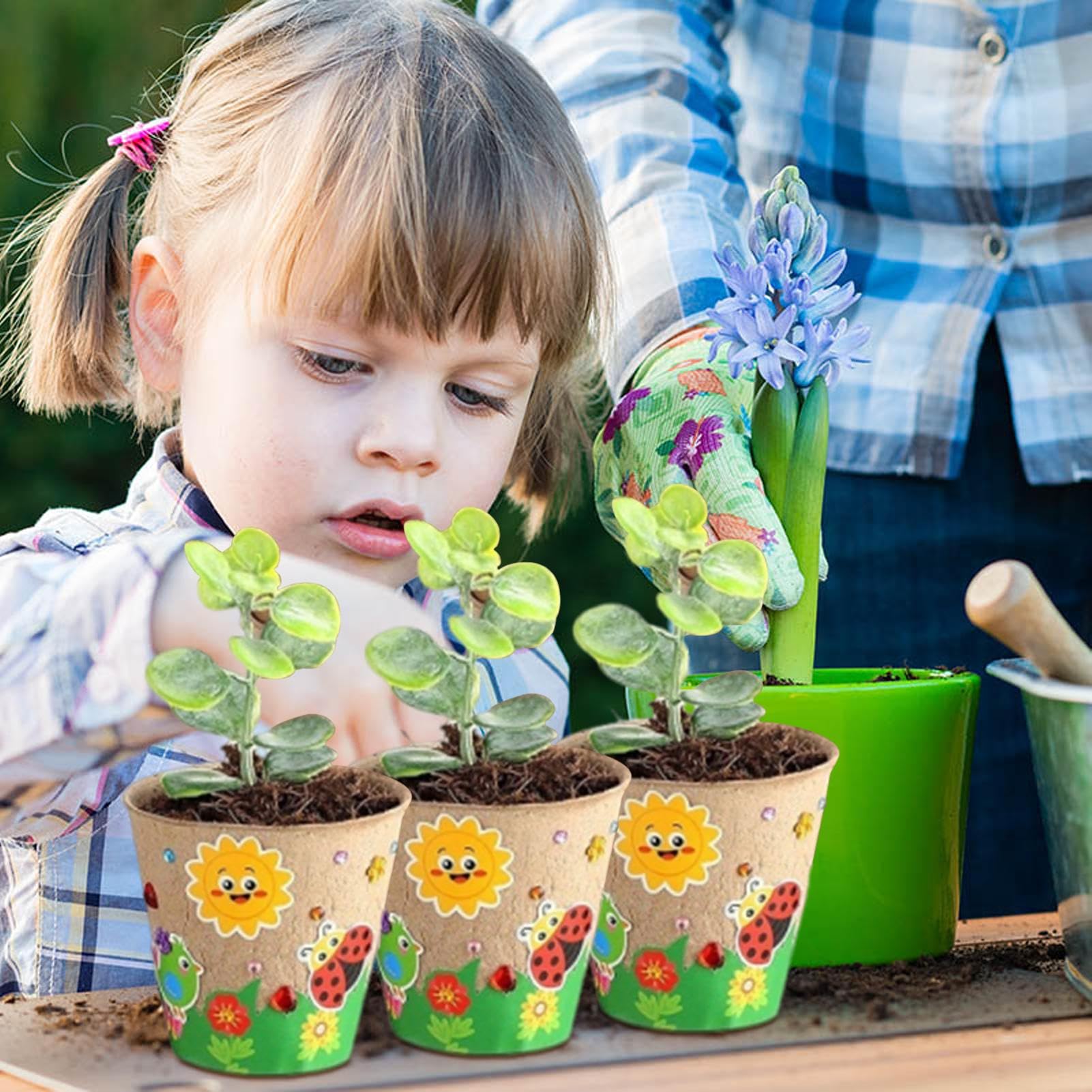 Vasi Da Fiori Per Bambini Da Decorare,30X Vasi Con Cupole | Kit Giardinaggio Creativo Con Carta E 20 Adesivi Per Progetti Artistici Scolastici
