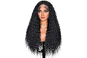 ANNISOUL Black Long Curly Lace Front Wigs for Black Women