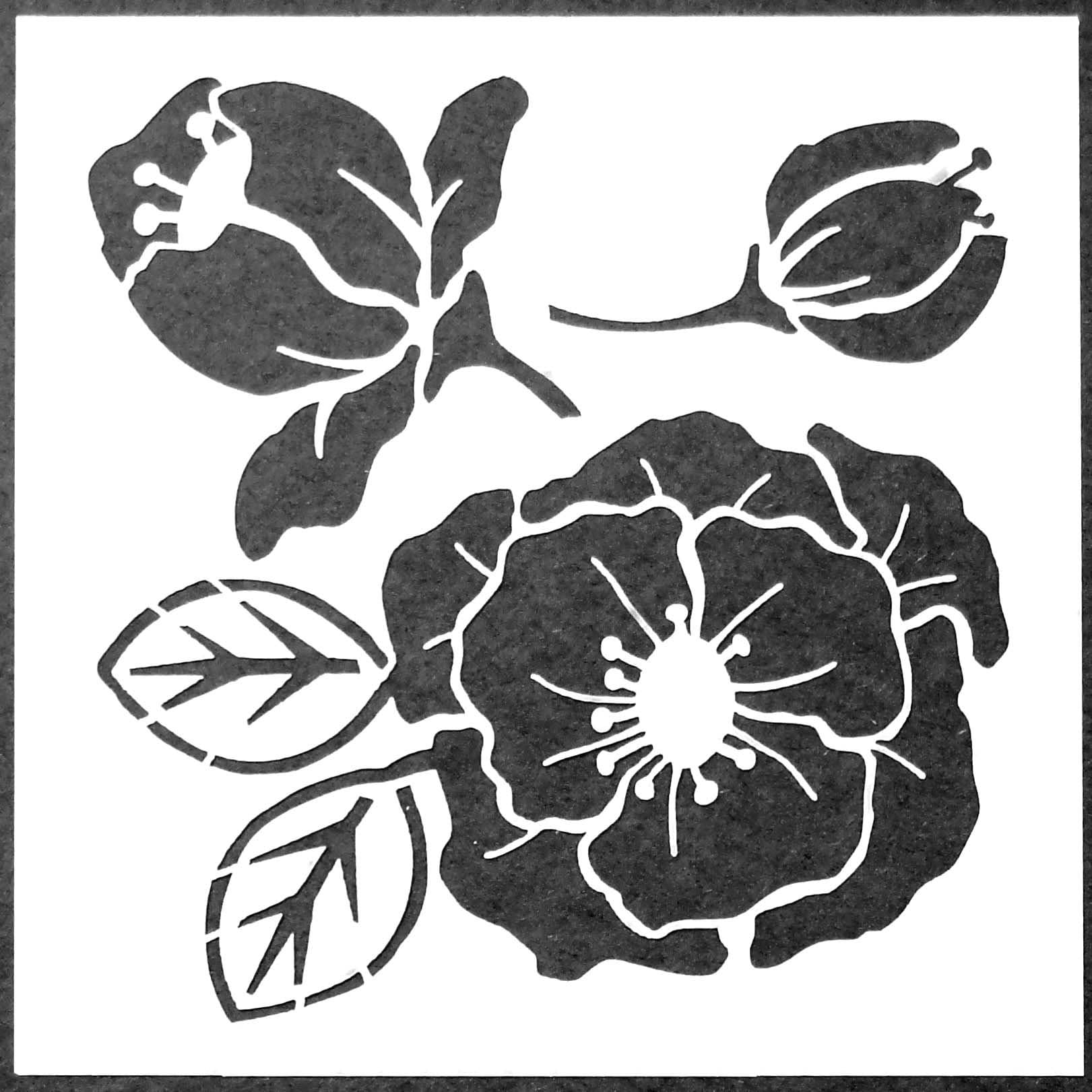 6"x6" Woodcut Roses Stencil by Desiree Habicht