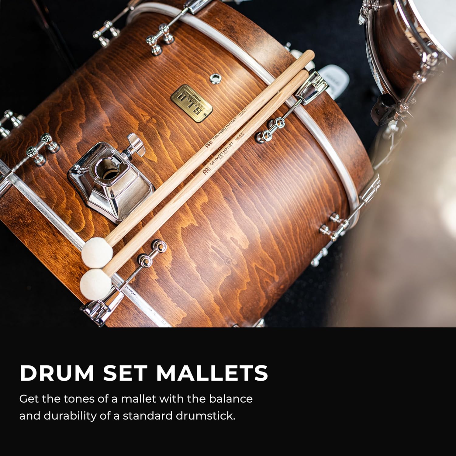 Meinl Stick & Brush Drum Set Mallets with Hard Felt Head & 5A American Hickory Handle-Made in Germany (SB402)