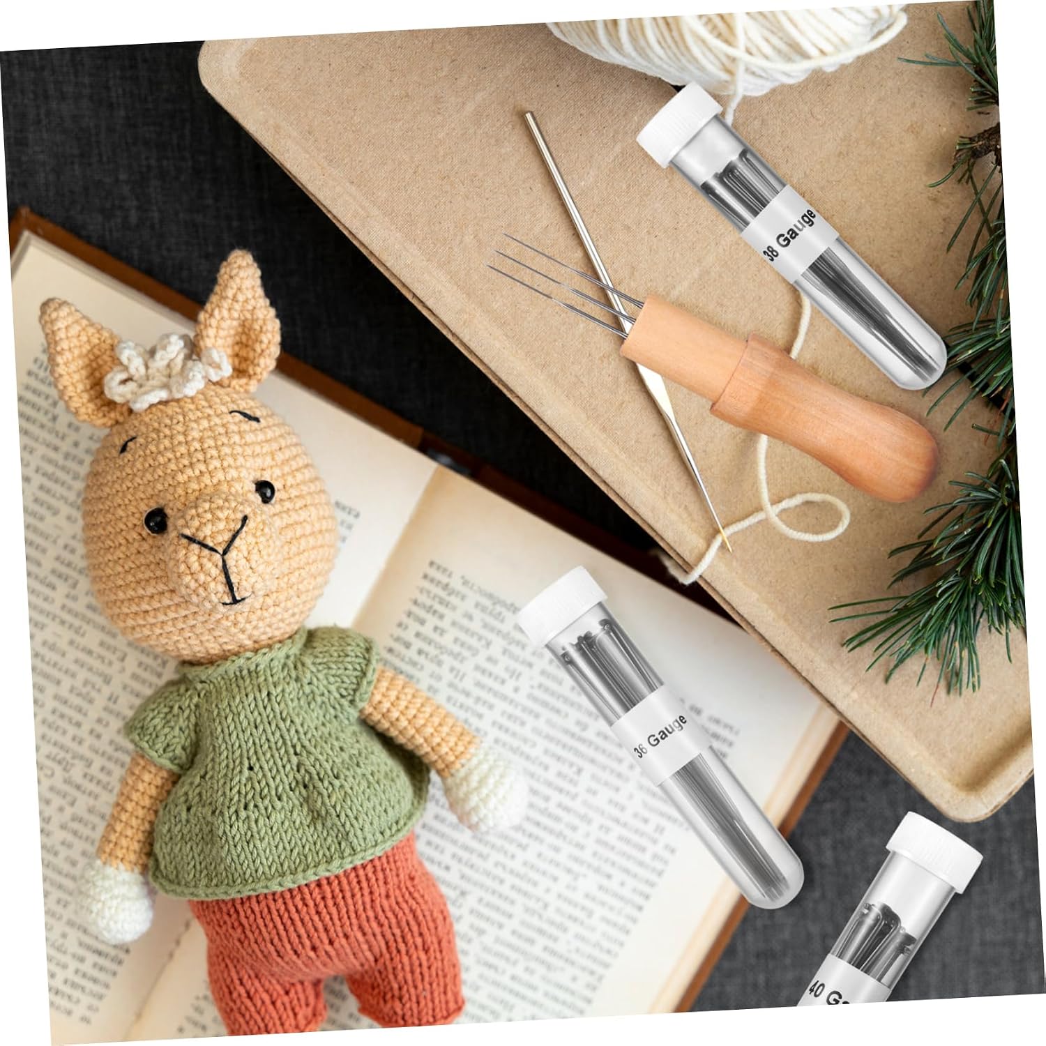 Veemoon 1set Needle Felting Tools Needles and Wooden Handle for Wool Craft Projects Versatile and Felting Kit for Home Decorations and Creative Crafts