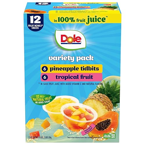 Dole Cuencos de frutas de piña y fruta tropical en jugo 100 paquete variado aperitivo saludable sin gluten 4 onzas paquete de 12