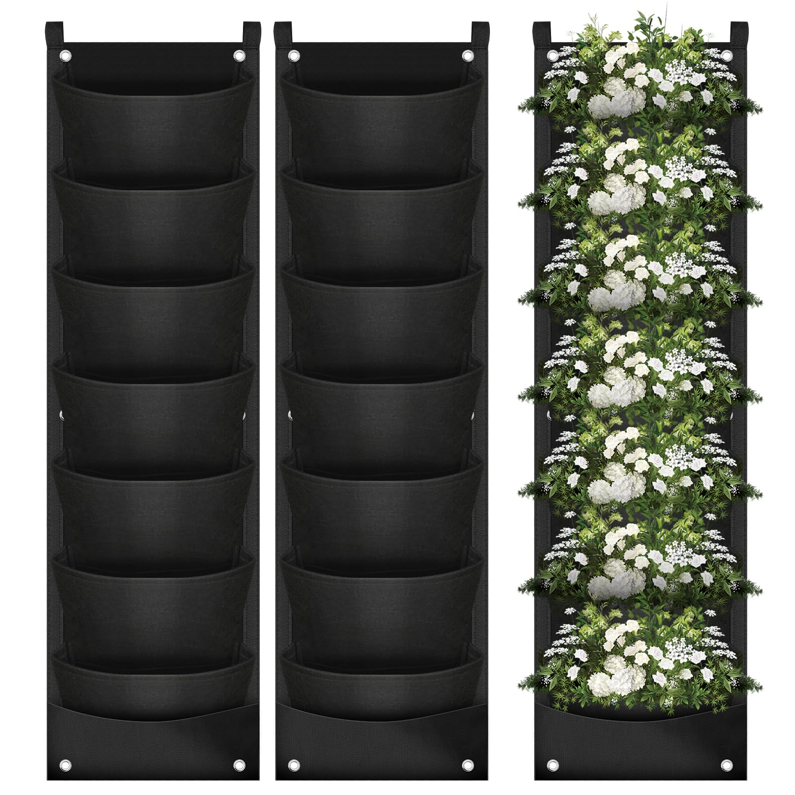 Sac de culture suspendu à 7 poches pour jardin vertical et plantes de balcon x2