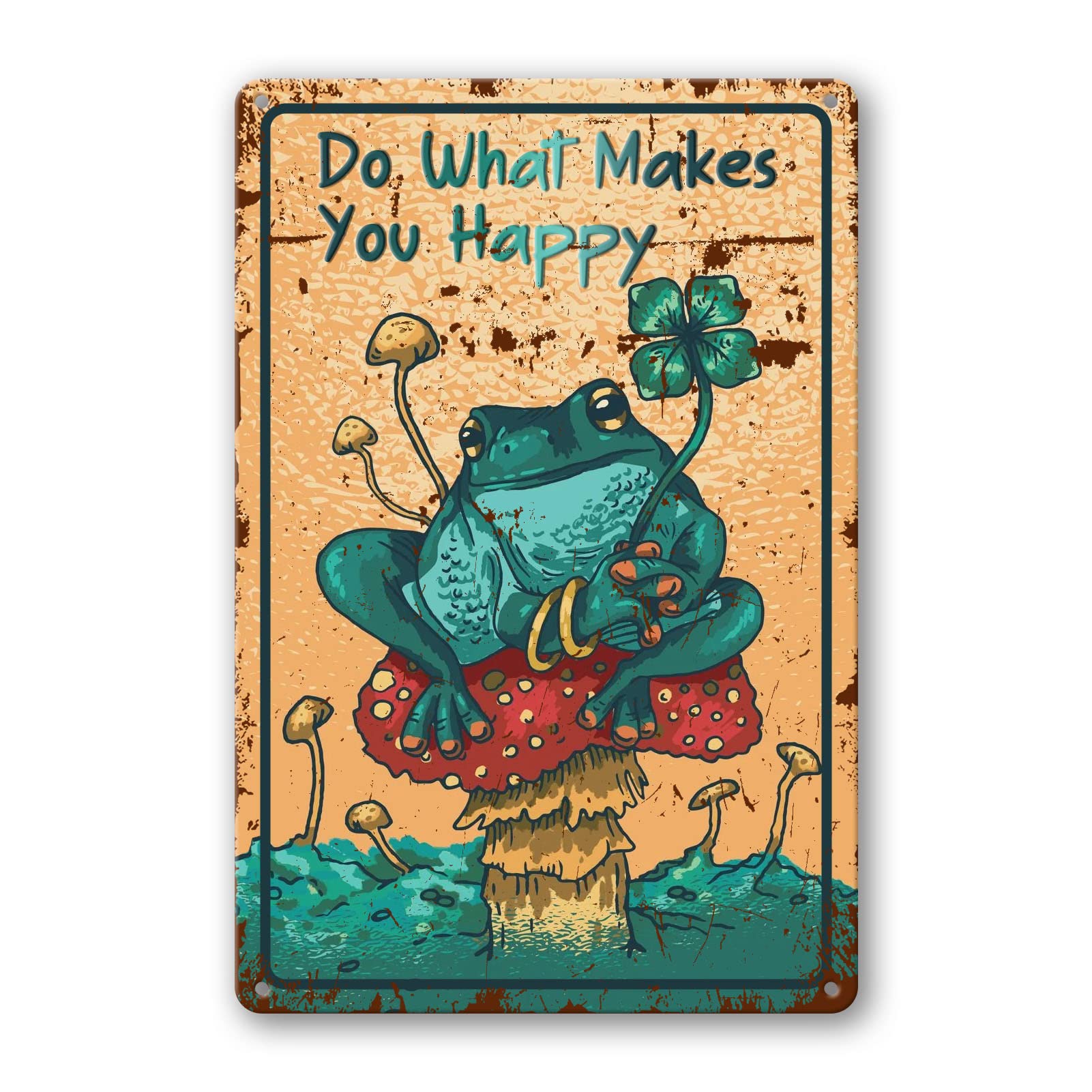 Mushroom Wall Decor Cute Frog Decor Vintage Mushroom Kitchen Accessories Funny Frog Metal Tin Signs Unique Home Decor Bathroom Do What Makes You Happy Sign Fairy Bedroom Decor Cottage Core Room Decor