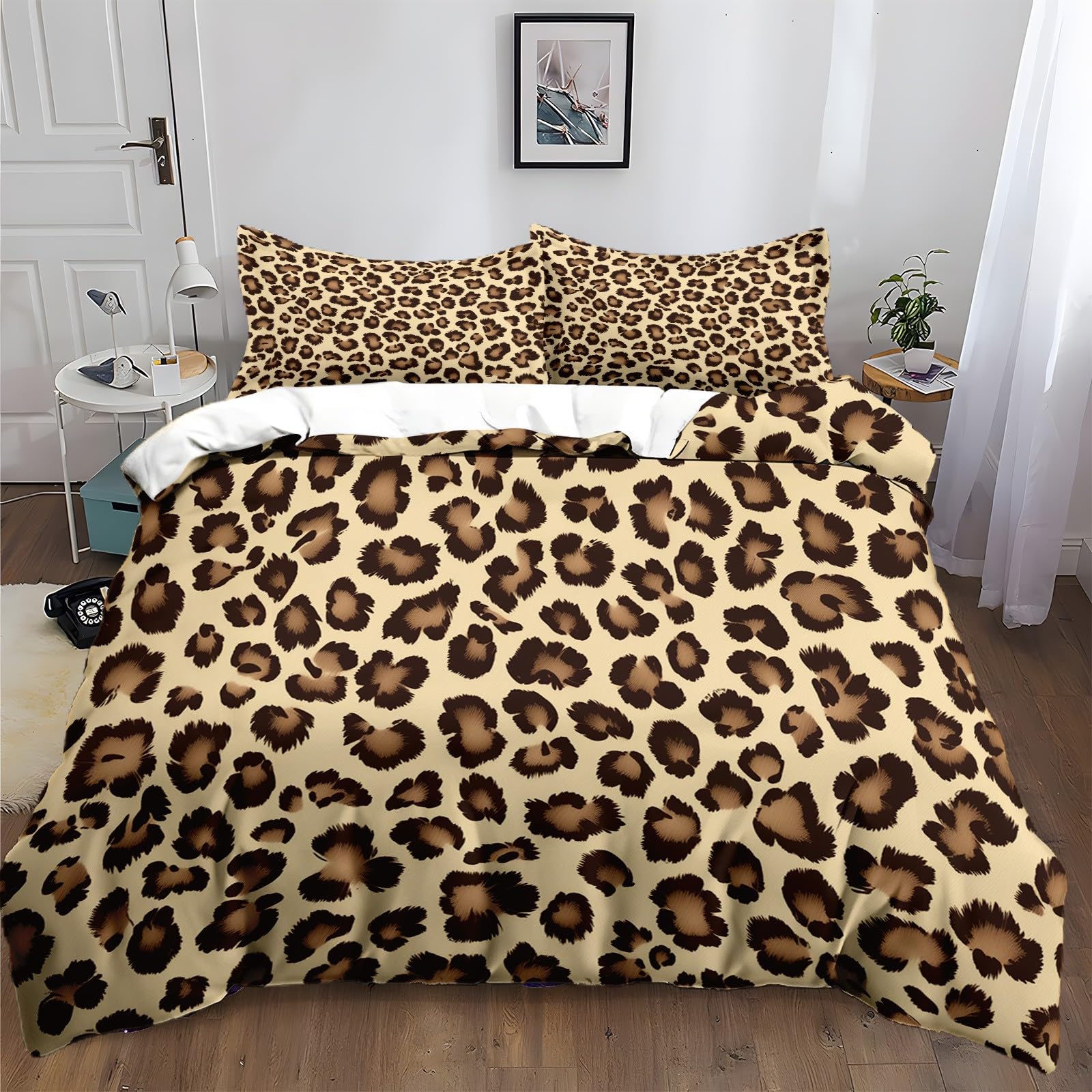 Parure de lit léopard 220x240 en microfibre premium douce