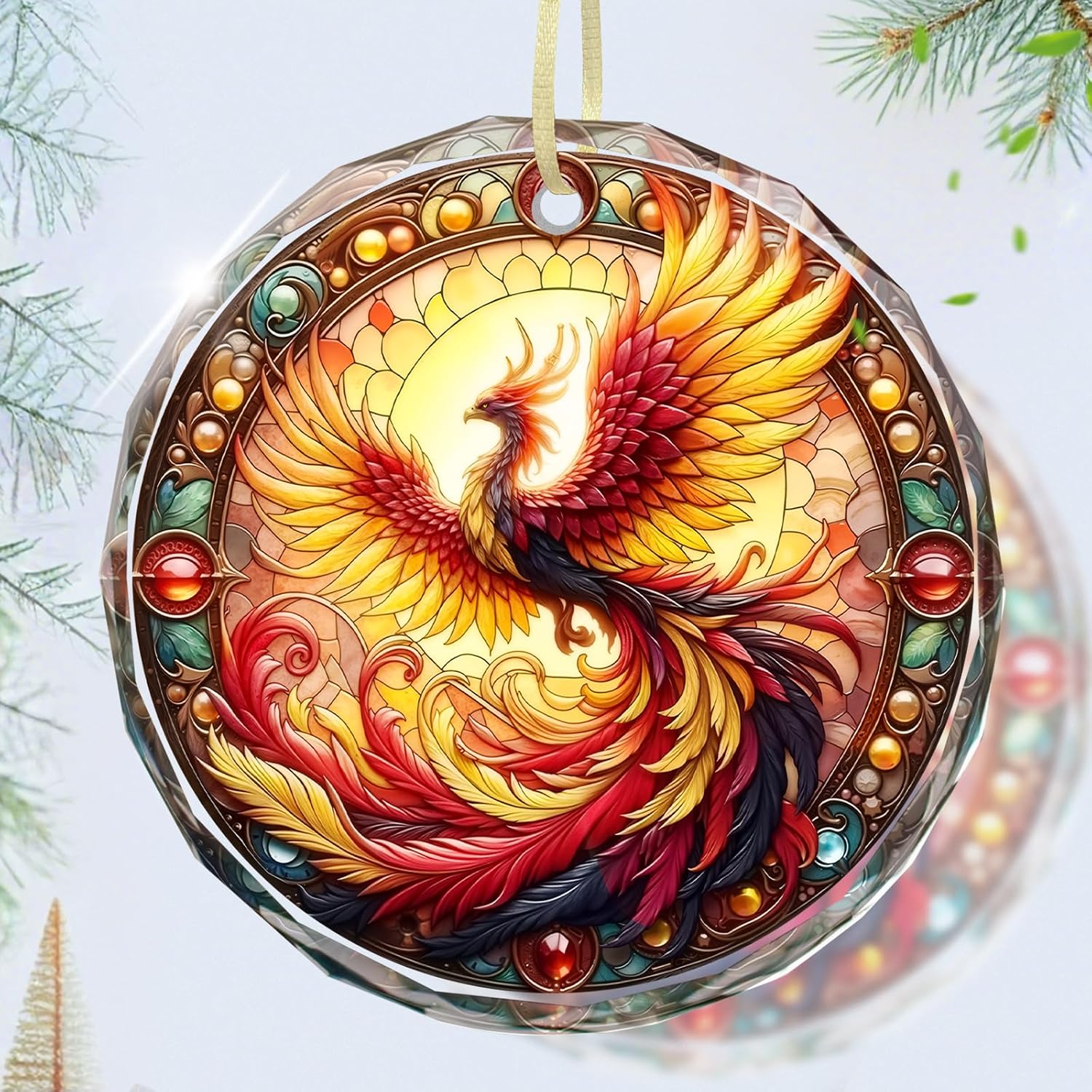 Stained Glass Phoenix Christmas Ornament, Phoenix Christmas Tree Decoration, Xmas Tree Decor, Gift Idea