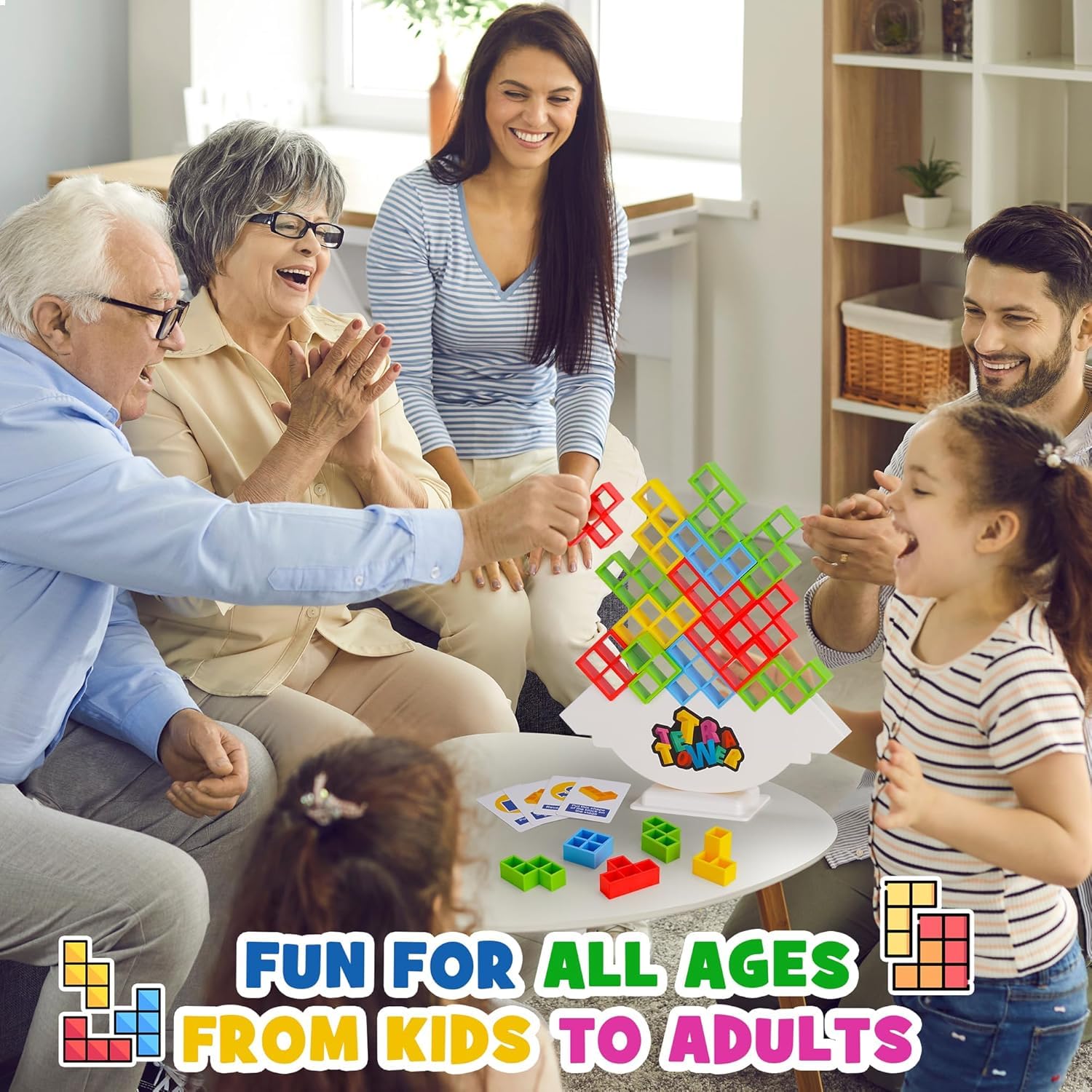 FERIO 16 PCs Tetra Tower Game, Tower Building Game, Truz Swinging Tetra Tower Balance Stacking Building Balance Blocks Colorful Building Blocks for Kids 5+ Years and Adults Party Games (16 Pcs) 3