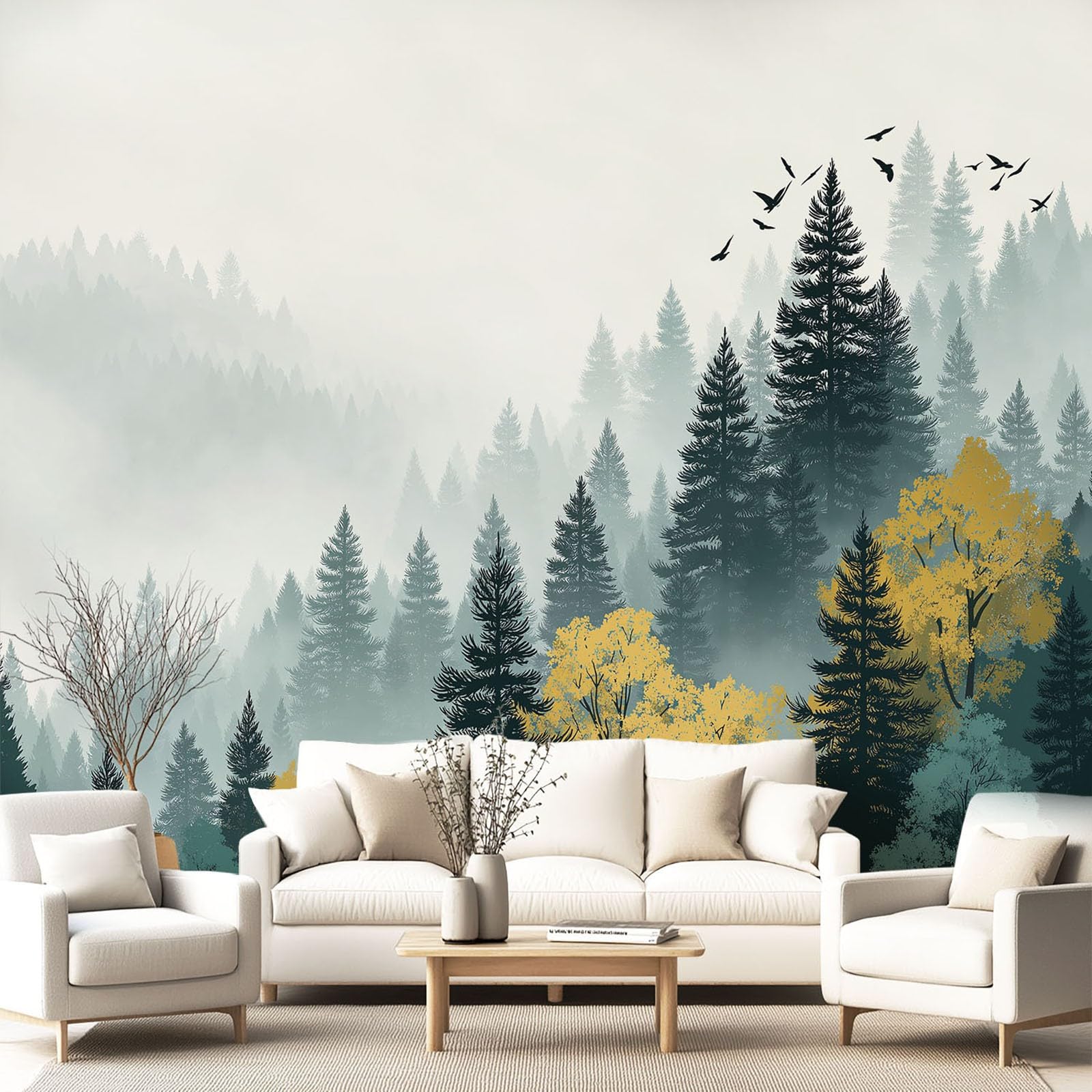 Natural, Scenery, Fresh motyw ptaka, lasu, tapeta ścienna, dekoracja ścienna, tapeta z motywem, 400 x 280 cm, dekoracja ścienna, tapeta ze wzorem do salonu, sypialni