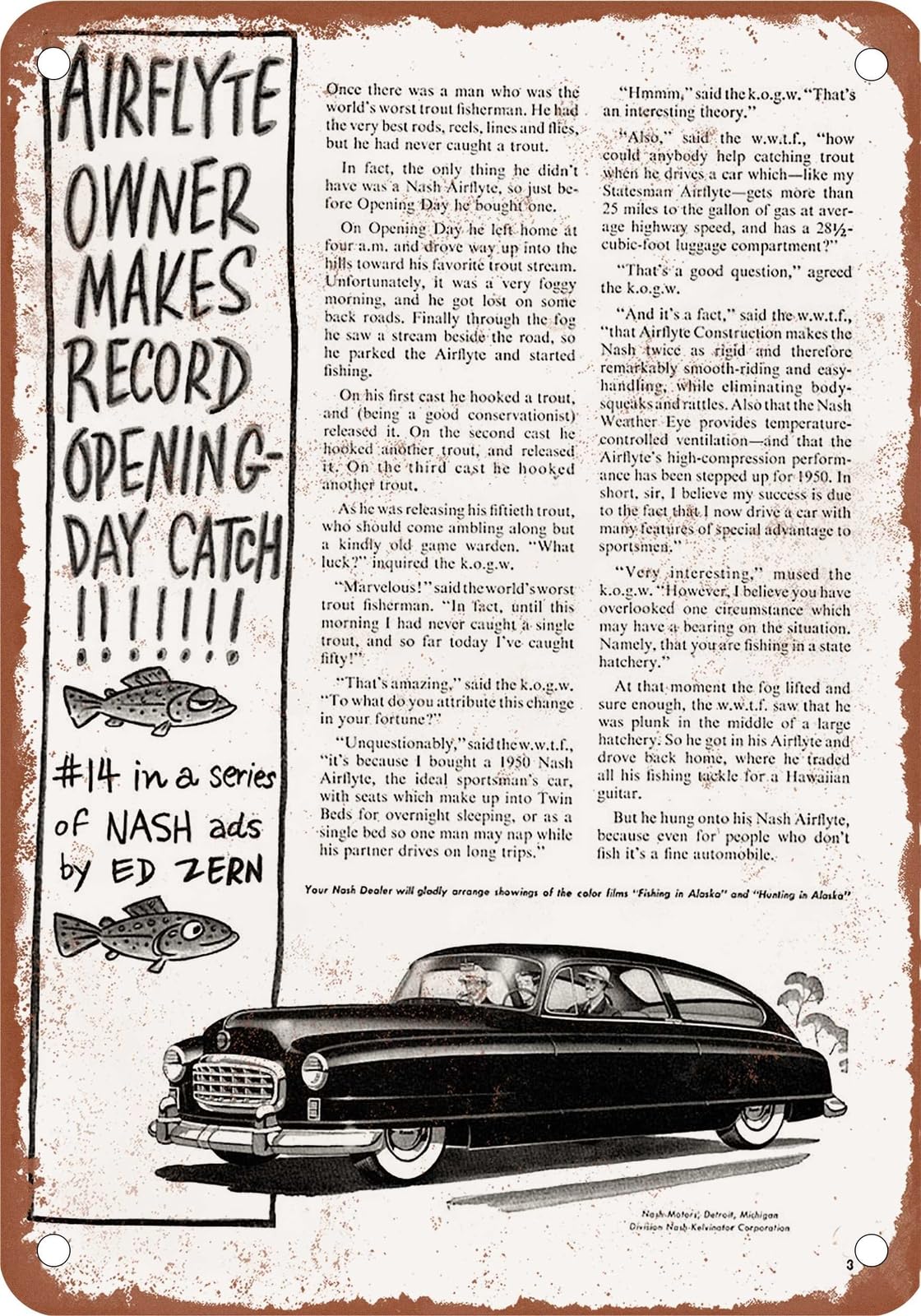 METAL SIGN - 1950 Nash Vintage Ad 15 - Old Retro Rusty Look home decor