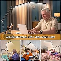 Vista 7 de Toolour Lámparas de escritorio para tecnología de uñas, lámpara de arquitecto doble grande de 24 W con control remoto, 5 colores, modo de sueño