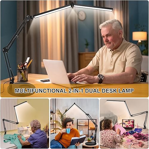 Miniatura 7 de Lámparas de escritorio 2 en 1 para tecnología de uñas, lámpara de escritorio LED grande de 24 W con control remoto, lámpara de arquitecto doble,