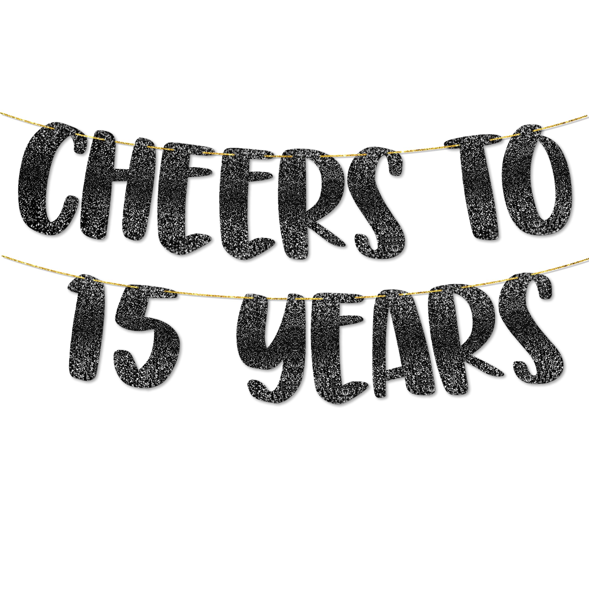 TOYVENTURES Cheers Black Glitter Banner (Black - 15 Years)