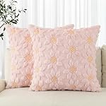 AVOIN colorlife Spring Crème d'été blanc de tournesol Couvres d'oreiller à lancer 2, 18 x 18 Inch Saisonnier Farmhouse Decor Yellow Flower Heart Soft Plush Faux Fur Jacquard Coussin Case pour Sofa Home