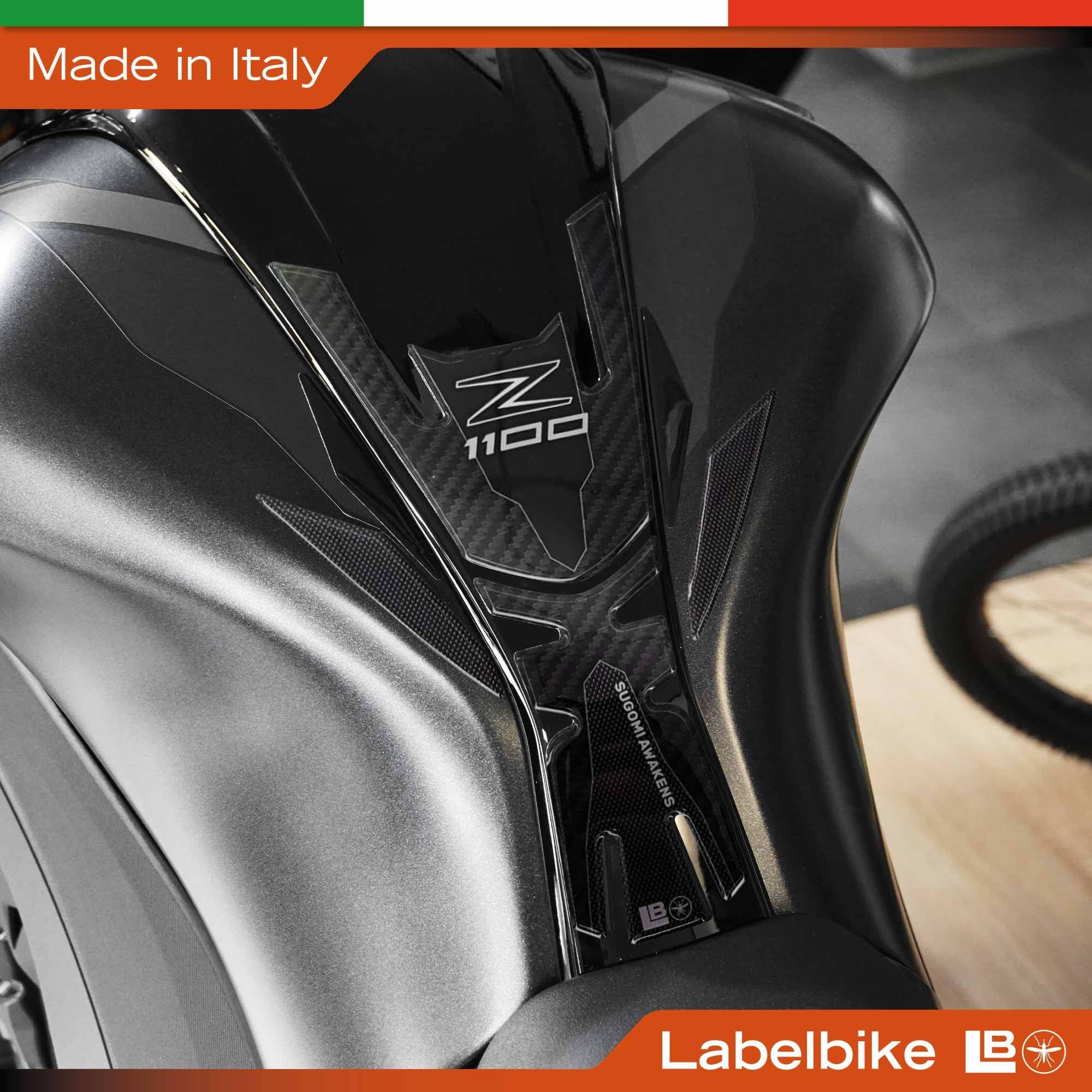 LABELBIKE - Autocollant 3D Protège-Réservoir Moto Protection et Décoration en Résine Compatible avec Kawasaki Z1100 2026 Couleur Grise