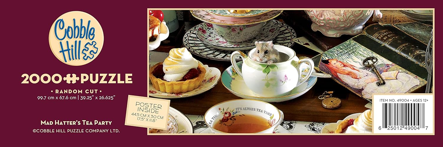 Cobble Hill 2000 Piece Puzzle - Mad Hatter's Tea Party - Sample Poster Included