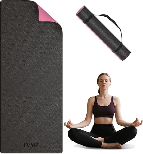Yoga Mat Non Slip, Anti-Tear 14 Thick TPE Yoga Mats for Women and Men, 72"x24" Exercise & Fitness Mat with Carrying Strap, Workout Mats for Yoga,