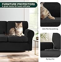 Vista 68 de CHUN YI - Funda elástica para sofá (7 piezas), funda para sofá de 3 plazas con tres respaldos y cojines separados con banda elástica, tela jacquard