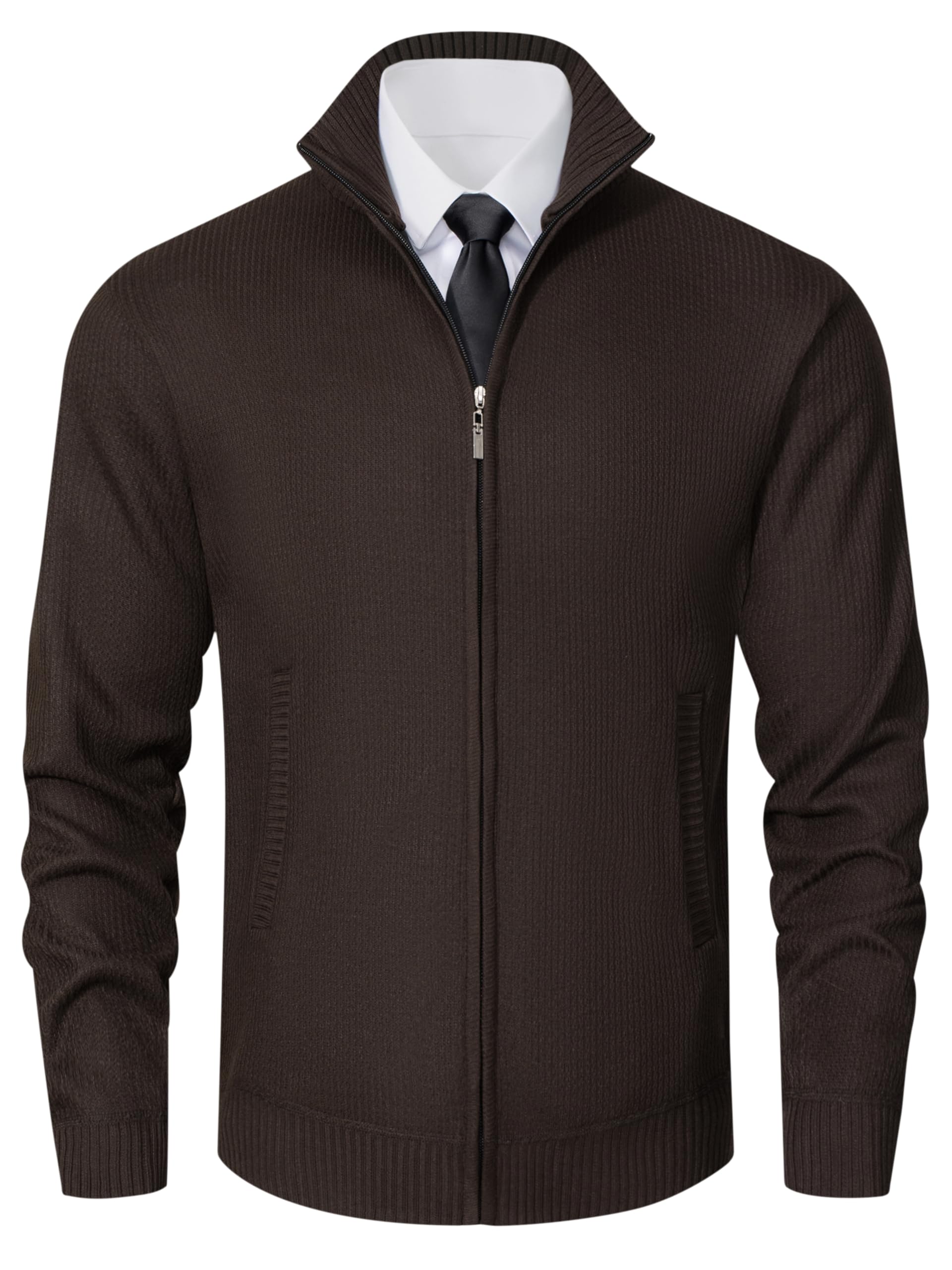 Vcansion Mens Cardigan Sweaters Classic Full Zip Knitted Cardigan Sweater with Pockets