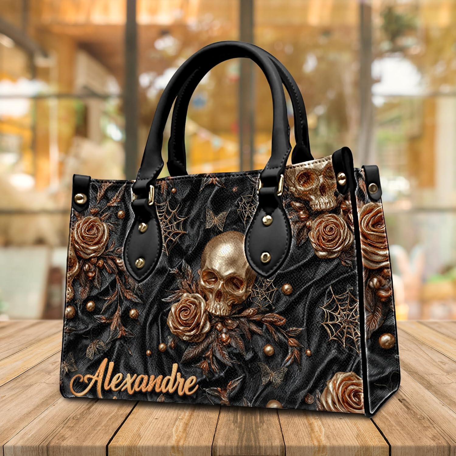 Personalized Halloween Leather Handbag – Custom Witch 3D Printing Effect Purses For Women – Spooky Gothic Shoulder Bag