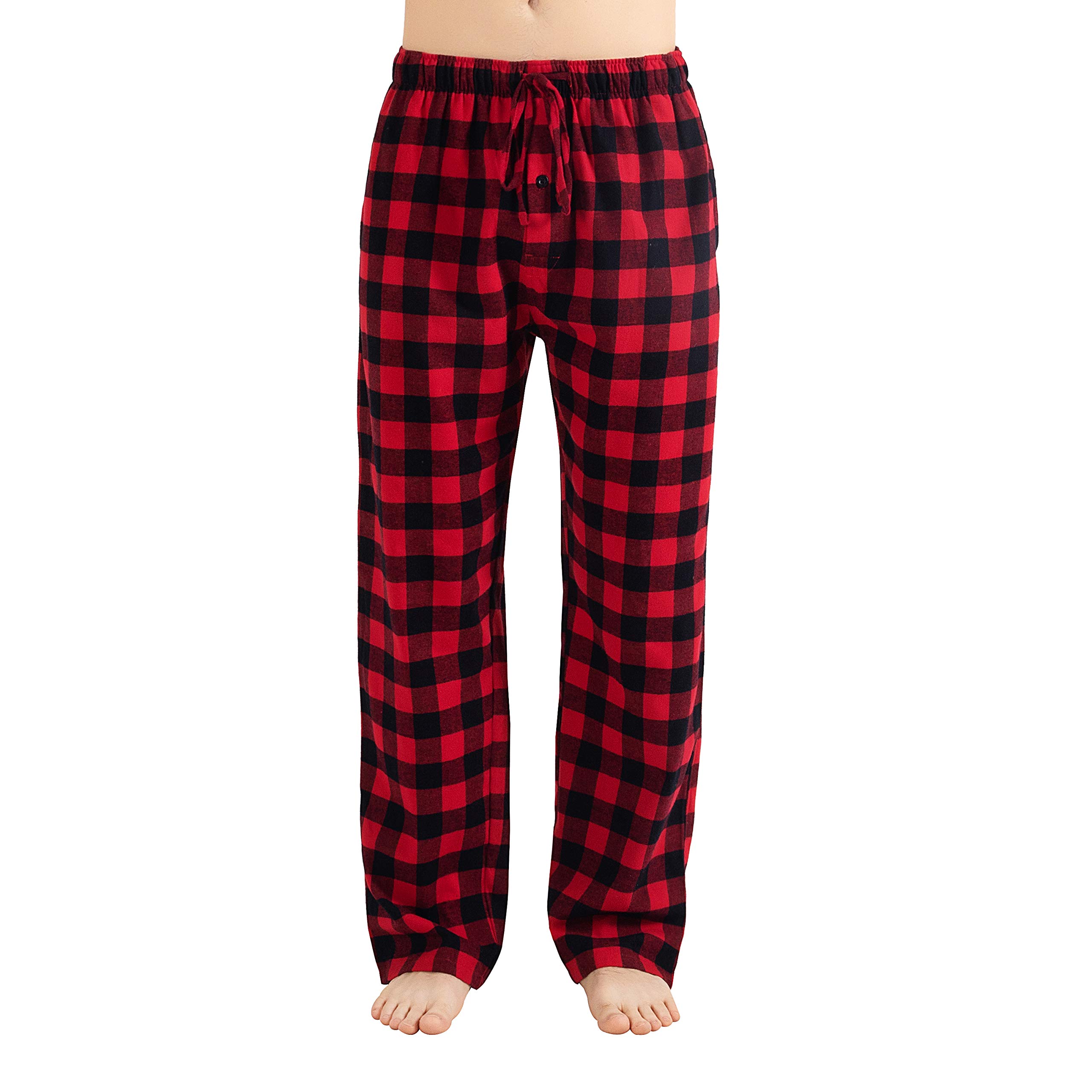 JTPW Men's 100% Cotton Flannel Comfortable Pajama/Lounge Bottoms with Pockets - Plaid, Rel...