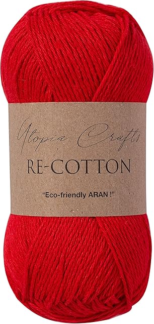 Utopia Crafts Re-Cotton Knitting Yarn, 100g (Scarlet)