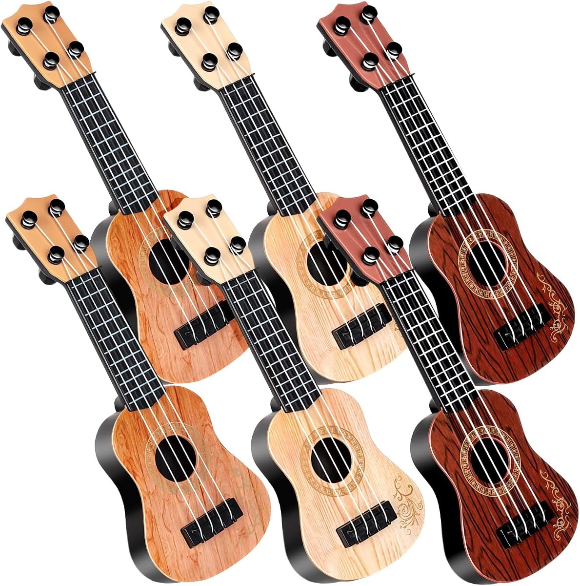 3 piezas Mini guitarra de 10 pulgadas para niños Ukelele de 4 cuerdas | Instrumento musical, guitarras de juguete, para niños pequeños principiantes, regalo de Navidad