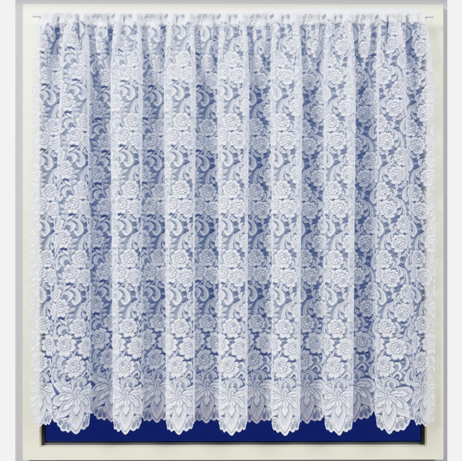 Nancy's Linens Star Heavy floral White Lace Net Curtain - Sold By Meter 36" (91cm)