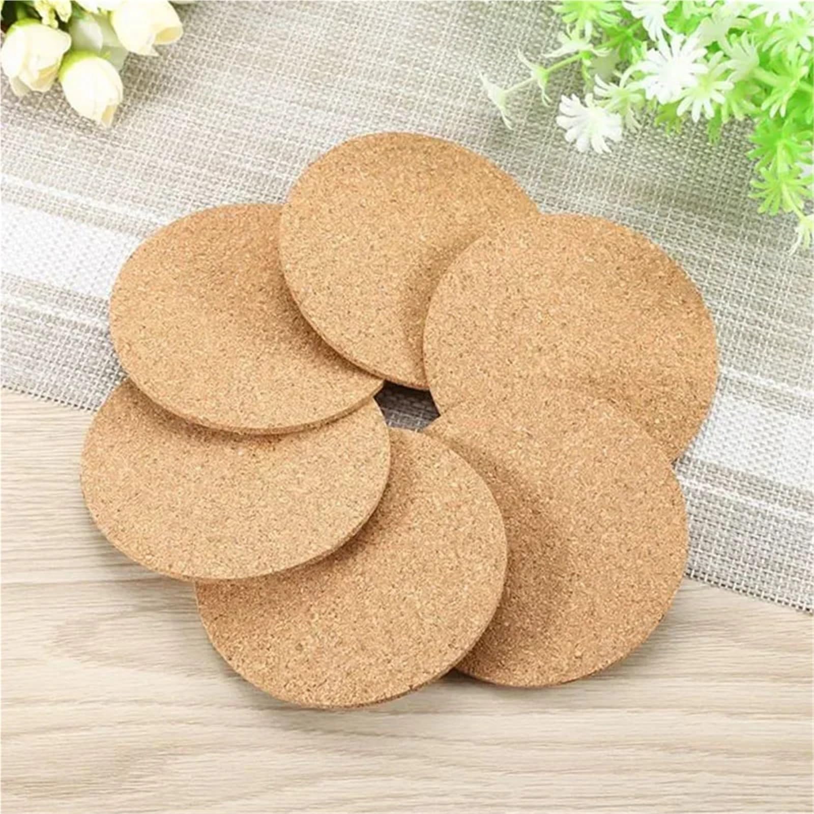 Untersetzer 50/100Pcs Tasse Matte Kork Untersetzer Tischsets for Tisch Küche Zubehör Runde Kaffee Tee Matten Desktop Dekoration