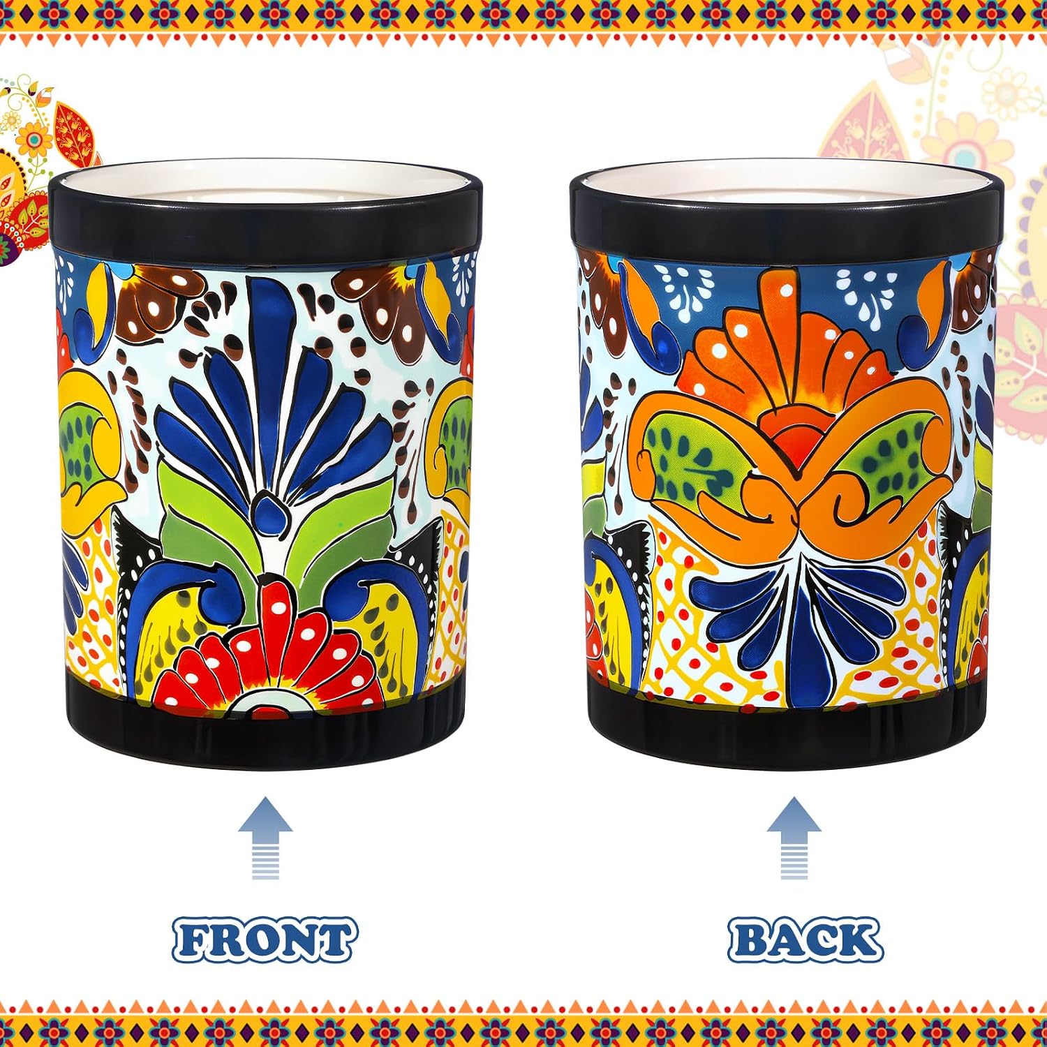 Reallnaive Talavera Utensil Holder, Extra Large Ceramic Mexican Pottery