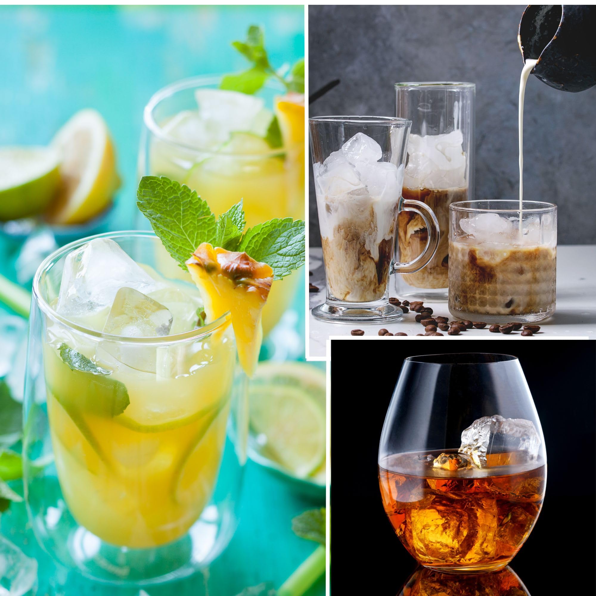 3 Packungen große Eiswürfelform aus Silikon, leicht zu öffnende Eiswürfelformen für 6 Eiswürfel pro Schale für Schokoladencocktails und alle Getränke (3er Pack schwarz)