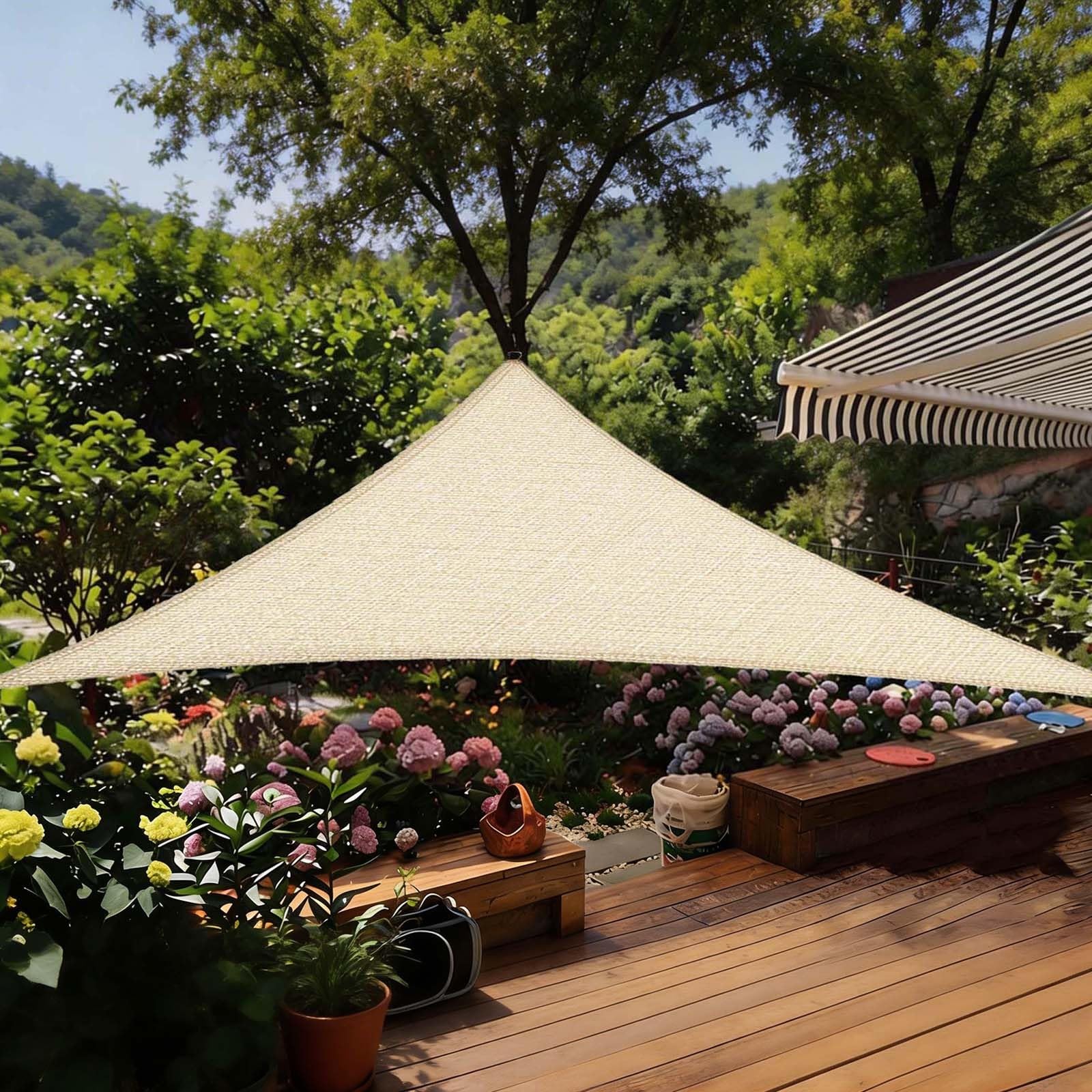 Vela Parasole 125 x 125 x 125 cm Telo Parasole in Hdpeanti UV 90% Protezione con Corde Gratuite Telo Esterno per Ombra Tenda Vela Ombreggiante Triangolare per Giardino, Gazebo, bianco