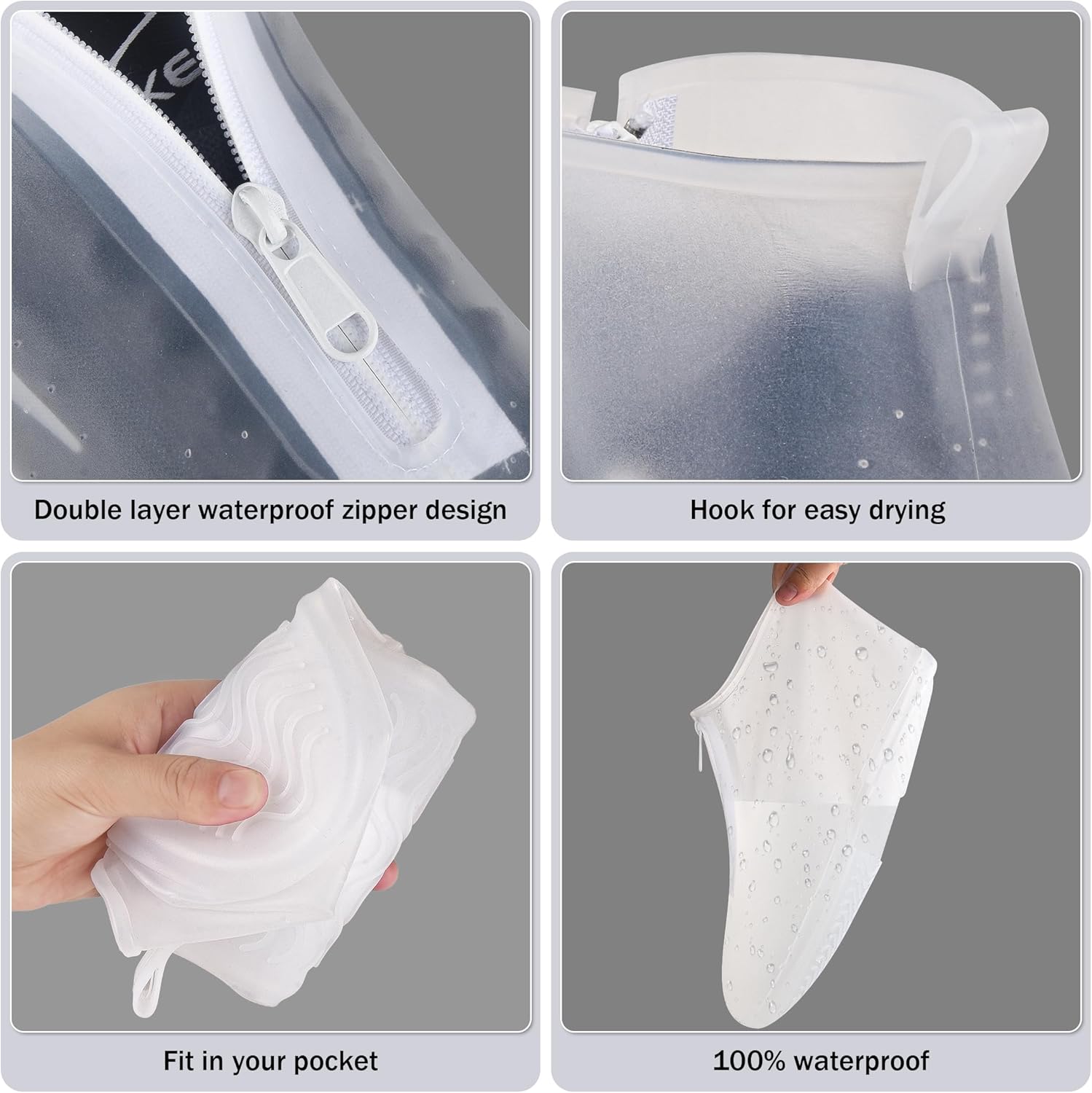 Waterproof Shoe Covers Slip-Resistant Overshoes Newly Upgraded and Latest Model for Men Women, Reusable Rain Boots for Outdoor, Cycling, Hiking, Work (Transparent, XL (Women 11-13, Men 10.5-13)) - Image 4